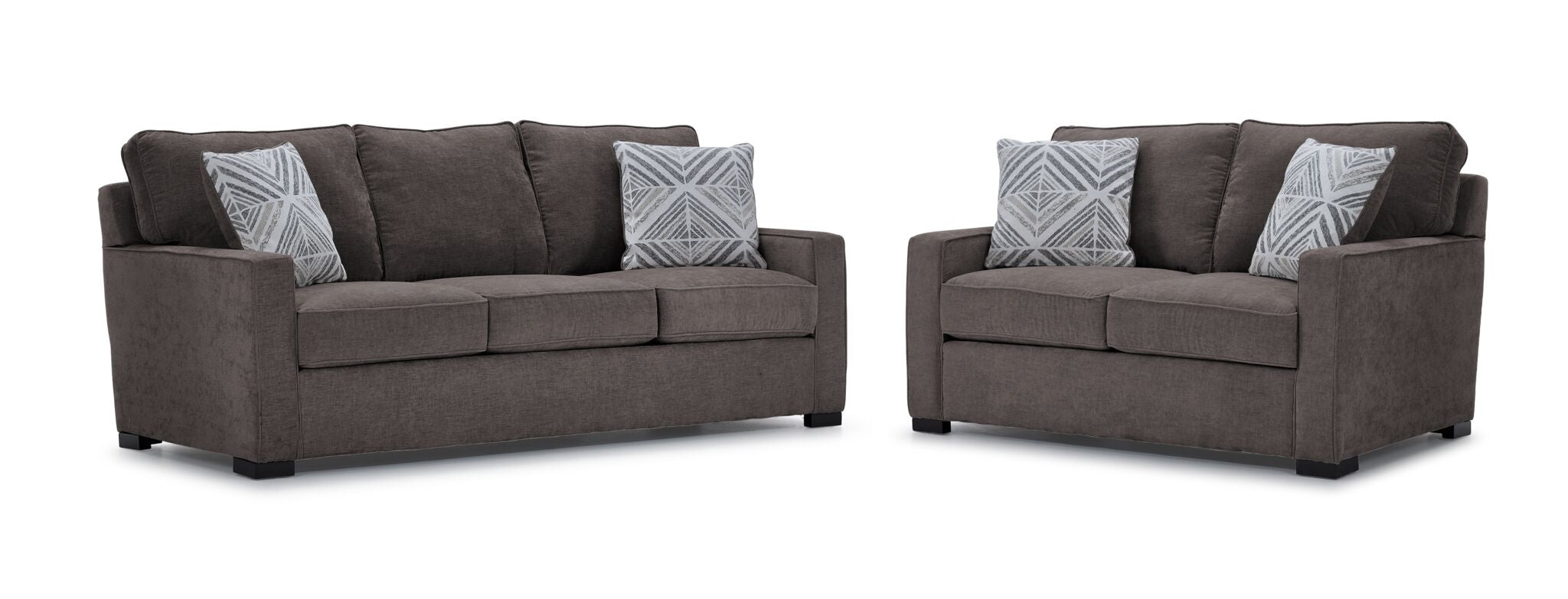 Charlotte Sofa and Loveseat Set in Pewter Gray - Modern Living Room Furniture for Small Spaces & Apartments