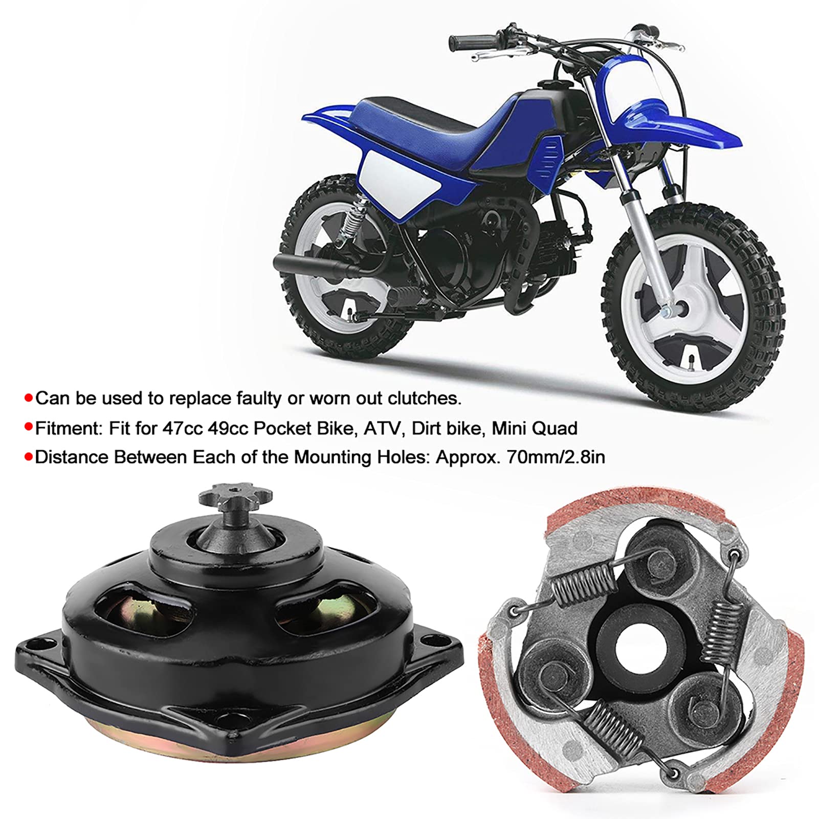 6 Teeth Clutch Drum Pad Kit - Compatible with 47 Mini Moto Quad Pocket Bike - Durable Replacement Part for Off-Road Racing & Kids ATV Riding