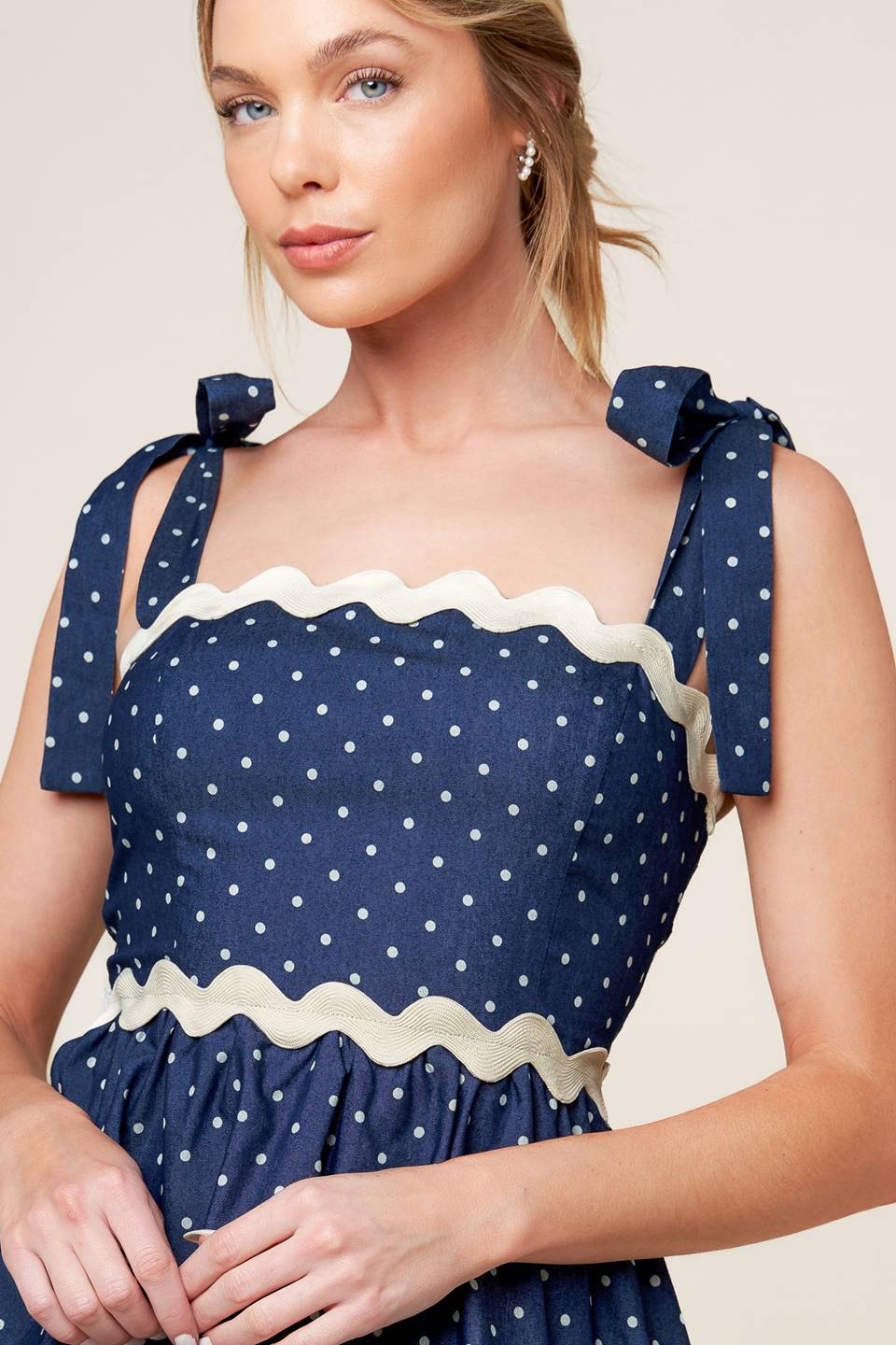 Divinely Dotted Mini Dress in Indigo - Flowy Summer Dress for Women, Perfect for Beach Vacations, Date Nights & Casual Outings