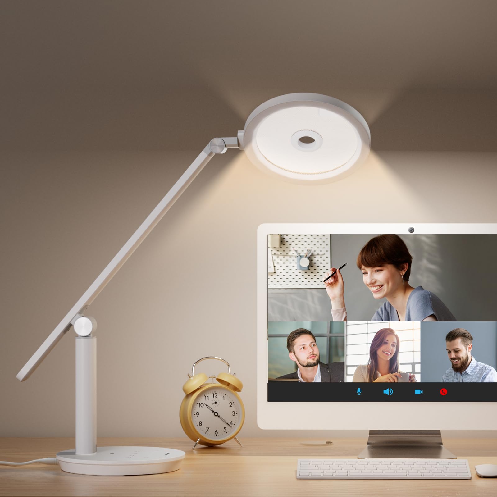 HONEYWELL H6 Sunturalux™ Eye-Caring LED Desk Lamp - 800LM Dimmable Office Light with Timer & Touch Control, Tall Reading Lamp for Home Office, Study, Bedroom, Webcam Lighting - Perfect for Zoom Meetings, Night Reading & Workspace Illumination