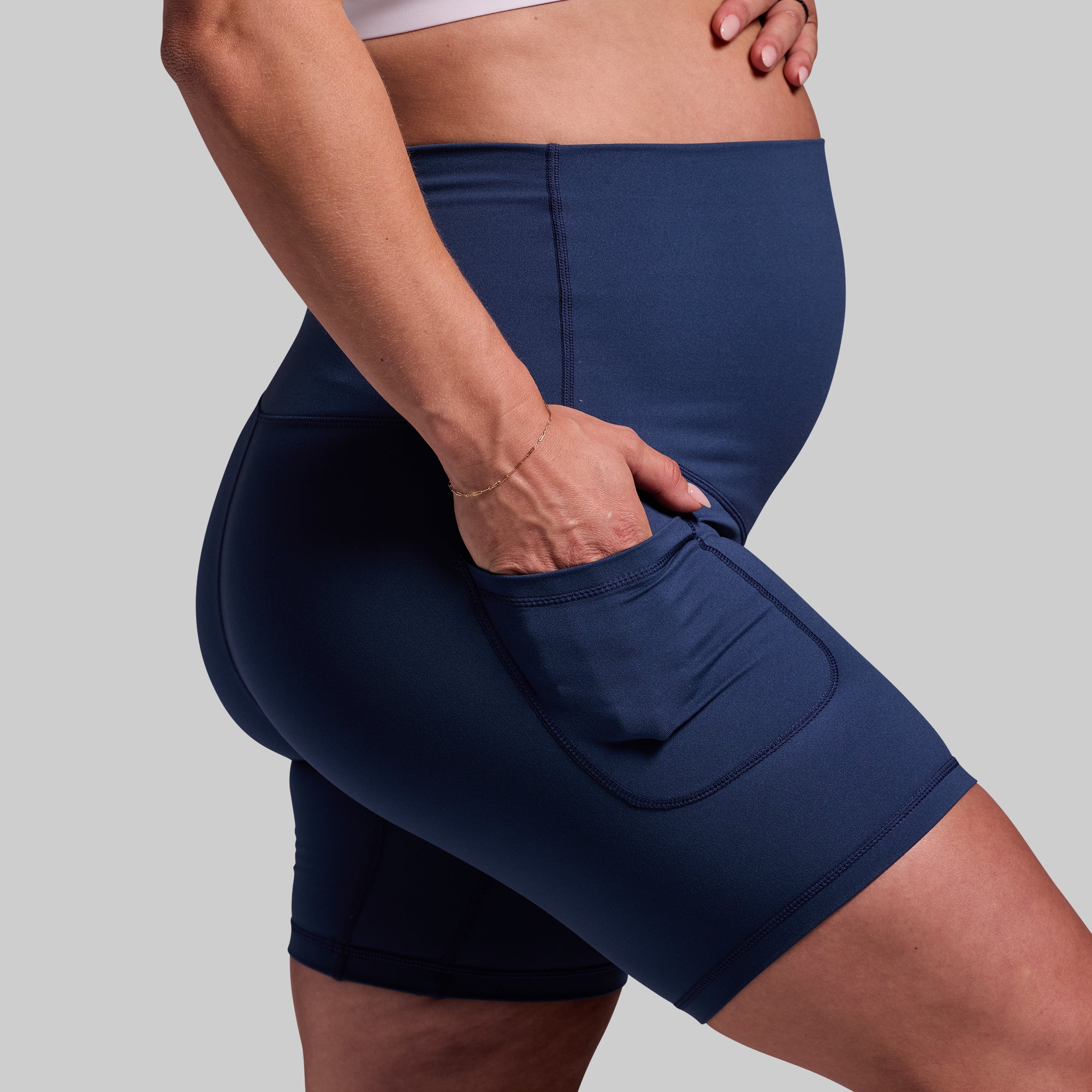 **Maternity Biker Shorts for Women - True Blue High Waist Pregnancy Workout Shorts - Perfect for Yoga, Running & Everyday Comfort**