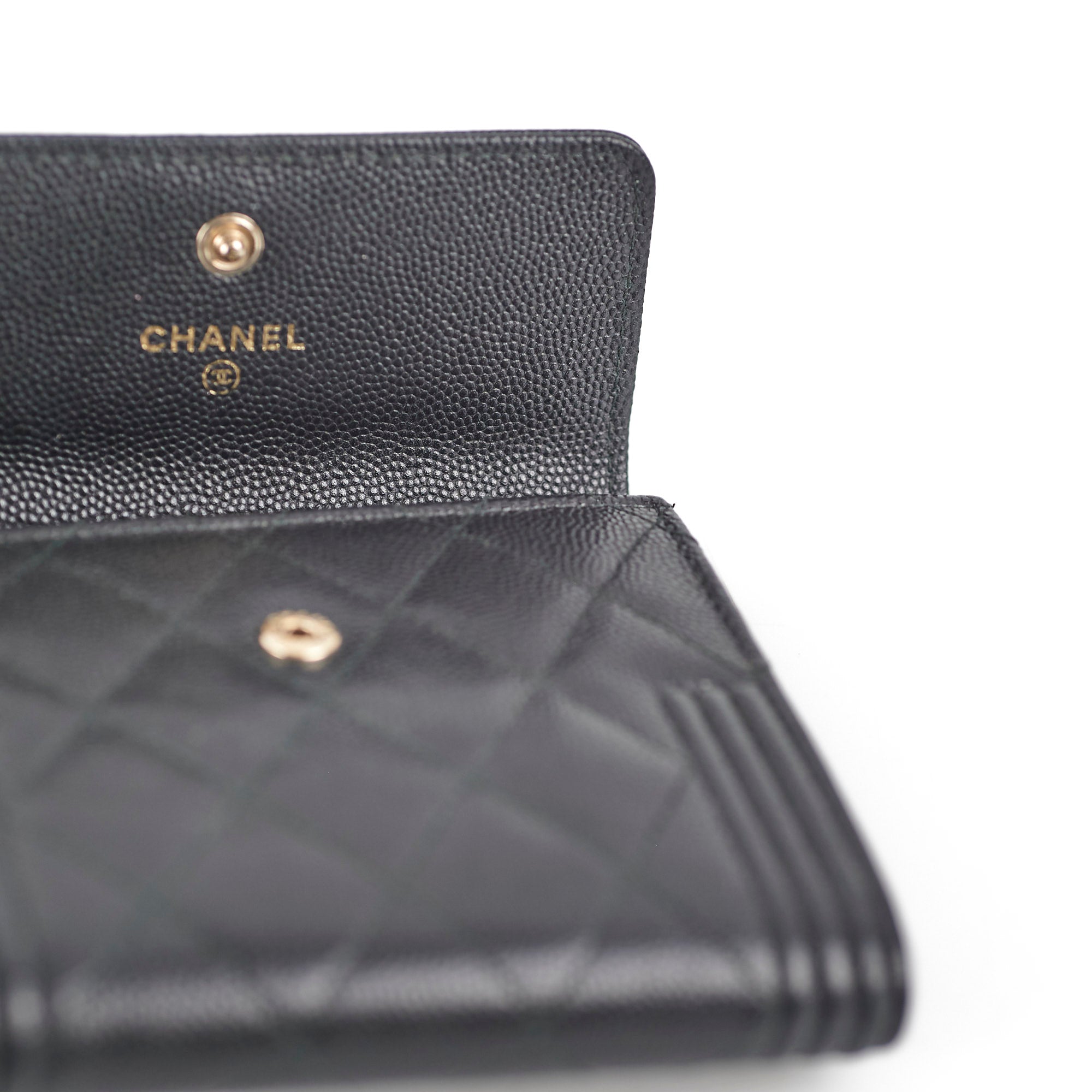 Chanel Boy Compact Caviar Black Leather Wallet for Women - Luxury Designer Card Holder & Coin Purse - Perfect for Everyday Use, Travel, and Special Occasions