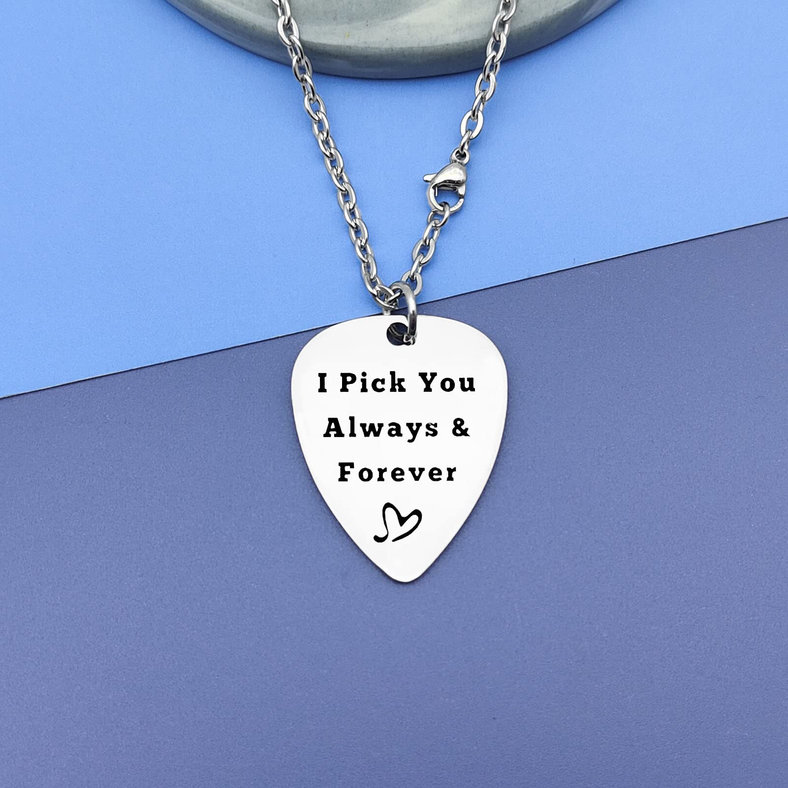 Stainless Steel Guitar Pick Pendant Necklace - Unique Musical Jewelry Gift for Guitar Players, Men & Women - Perfect for Birthday, Christmas, Anniversary - Great for Concerts, Music Lessons & Everyday Wear