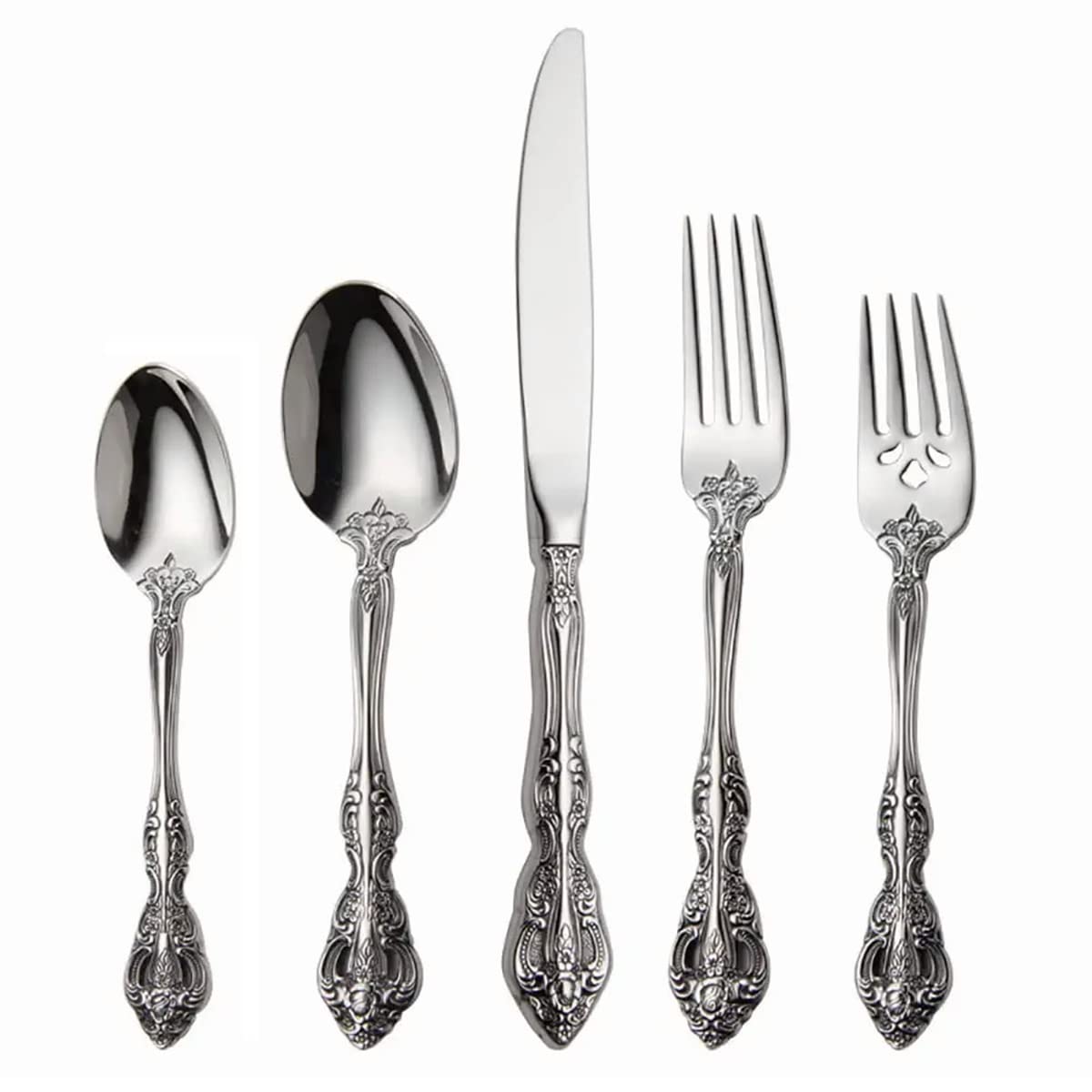 40-Piece Michelangelo Fine Flatware Set for 8 - Premium 18/10 Stainless Steel Silverware Set with Mirror Polish, Dishwasher Safe Cutlery Utensils - Perfect for Formal Dining, Weddings & Holiday Entertaining