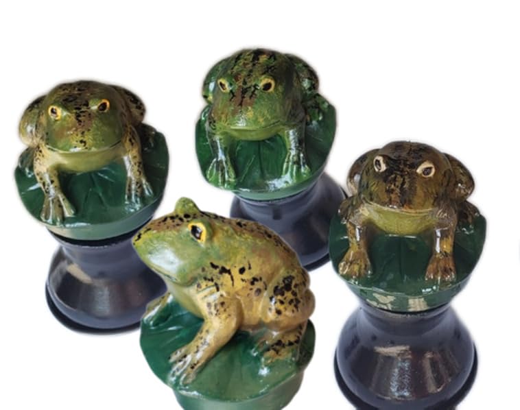 Heavy Duty Decorative Steel Rolling Hose Guide - Hand Painted in USA, Frog Forest Green - Perfect for Garden, Yard & Outdoor Watering Systems