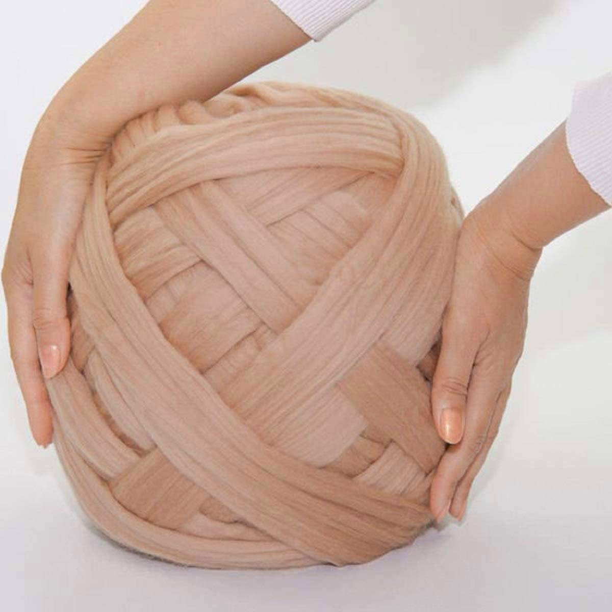 Clootess Bulky Chunky Yarn - 11 lbs Big Roving Wool for Hand Knitting, DIY Projects, Sofa & Bed Throw Blankets (Khaki) - Perfect for Cozy Home Decor, Winter Crafts and Gift Making