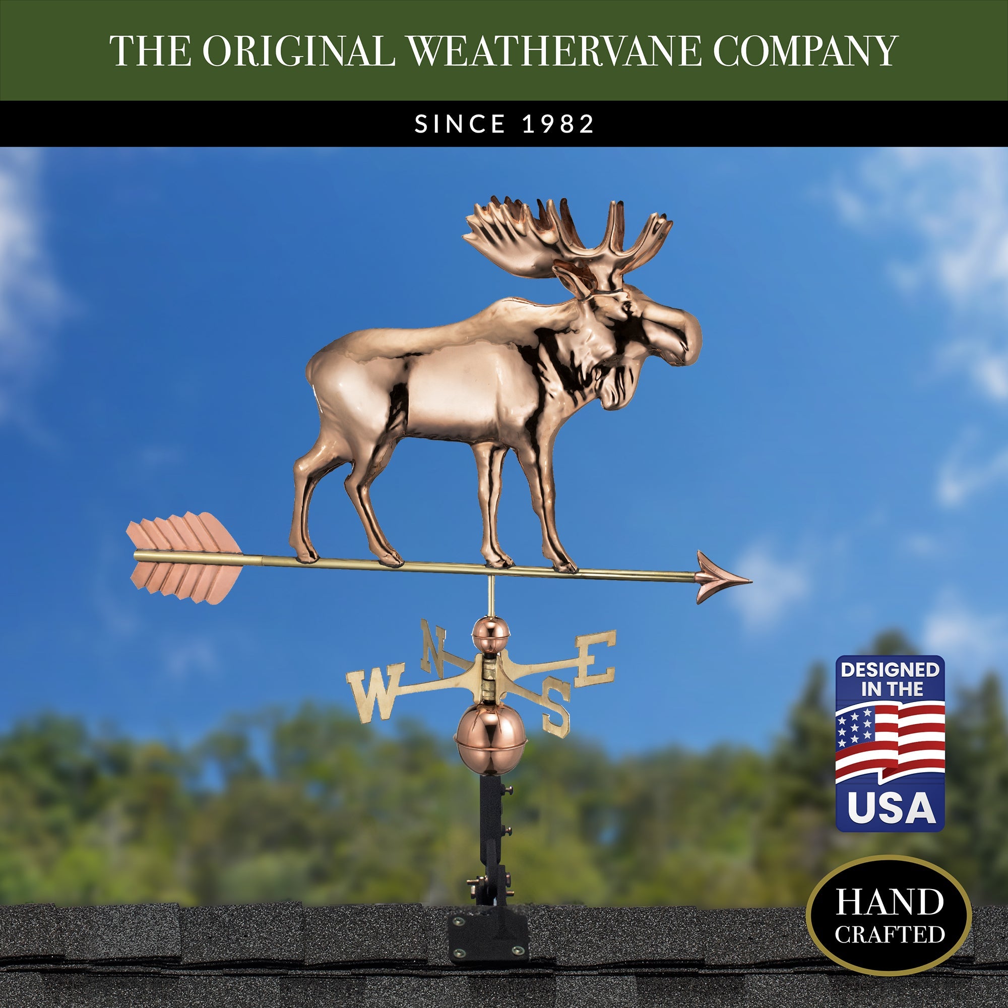 Handcrafted Moose Weathervane with Arrow - Rustic Outdoor Decor for Garden, Farmhouse, or Cabin - Perfect for Roof, Yard, or Barn Decoration