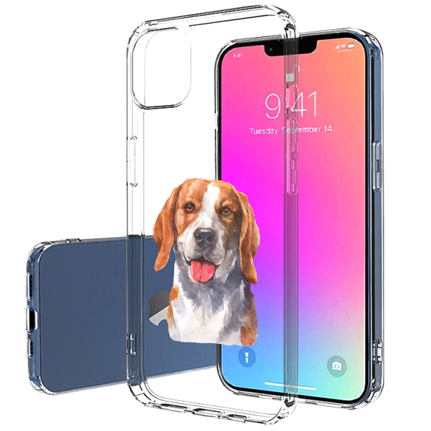 Slim Thin Gel TPU Case for Apple iPhone 13 Pro - Lightweight Flexible Soft Anti-Scratch Cover with Dog Watercolor Print | Made in USA | Perfect for Everyday Use, Work & Travel Protection