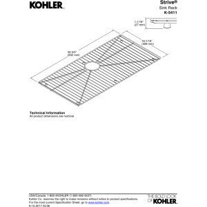 KOHLER Stainless Steel Sink Rack 32.75 x 16 Inch - Fits K-5283 Strive Kitchen Sink | Durable Dish Drying Rack | Perfect for Dish Organization & Countertop Space Saving
