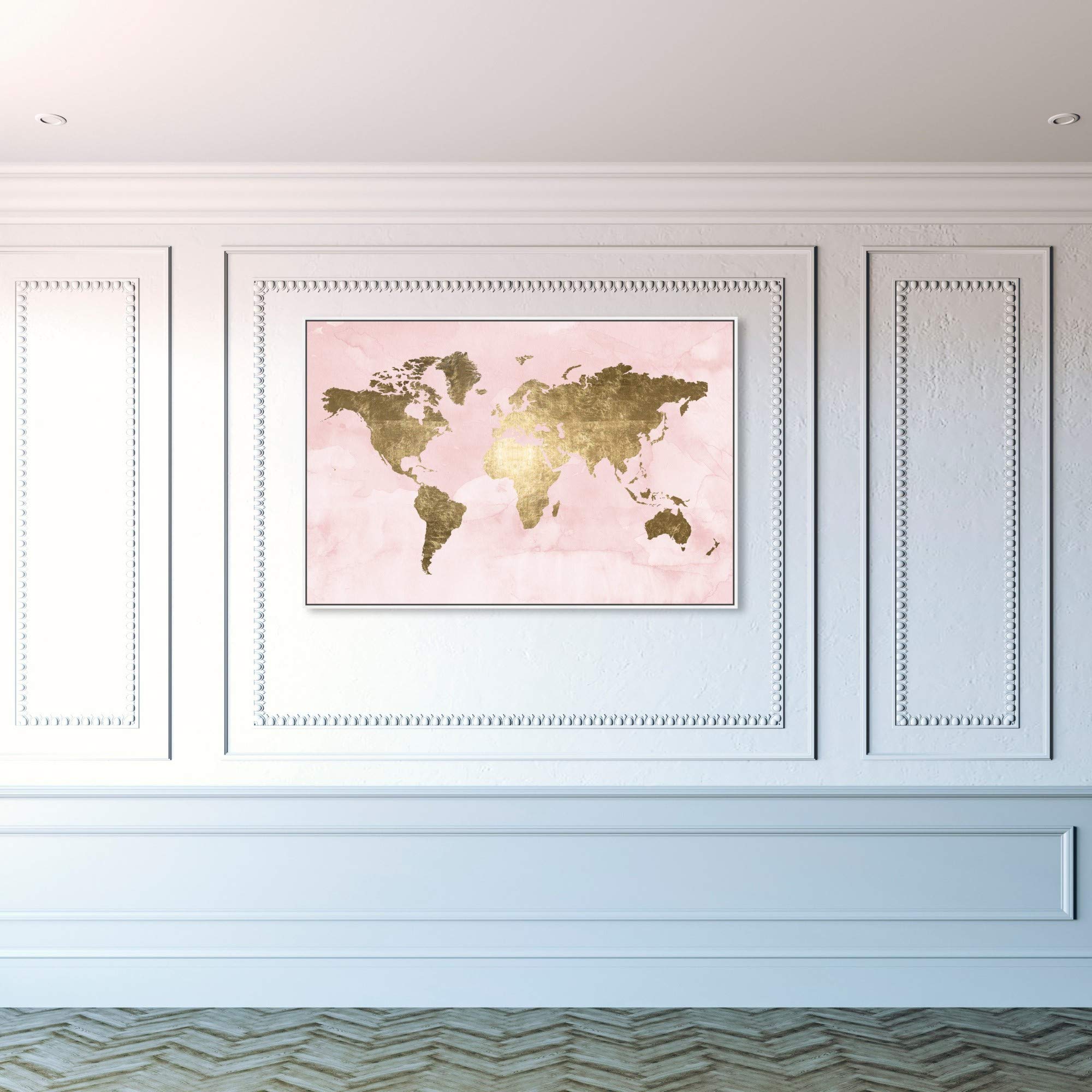 Blush Mapamundi Modern Canvas Wall Art - 30x45 Inches Large Pink World Map Painting for Living Room, Bedroom & Office Decor | The Oliver Gal Artist Co.