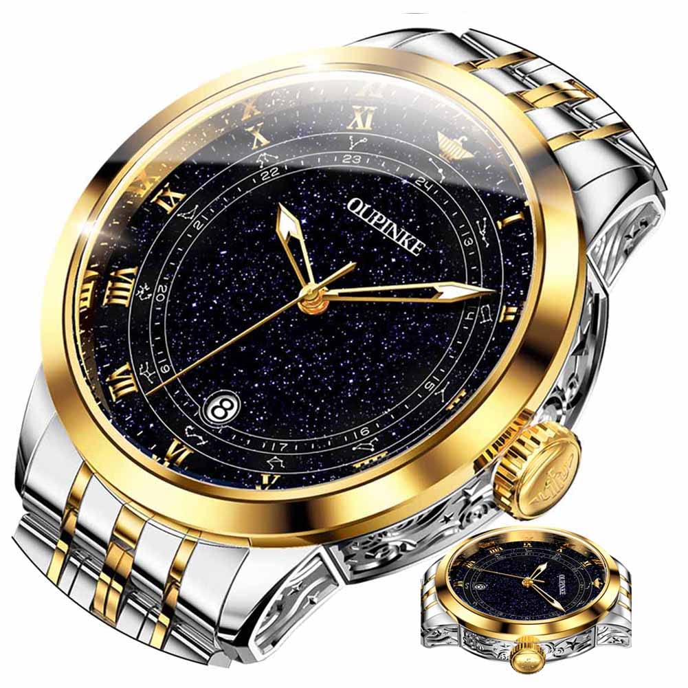 OUPINKE Japanese Automatic Watch for Men - Luxury Diamond Gypsophila Dial, Waterproof, Luminous, Sapphire Crystal - Perfect for Business, Formal & Casual Wear