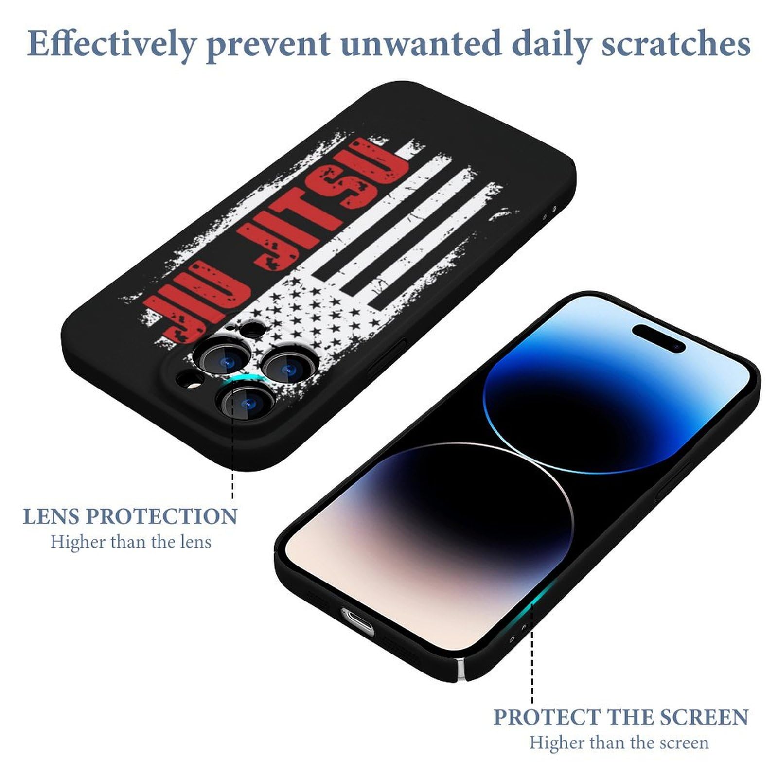 Jiu-Jitsu Flag Print iPhone 14 Case - Shockproof Protective Cover for iPhone 14/14 Plus/14 Pro/14 Pro Max - Perfect for MMA Training & Brazilian Jiu-Jitsu Fans