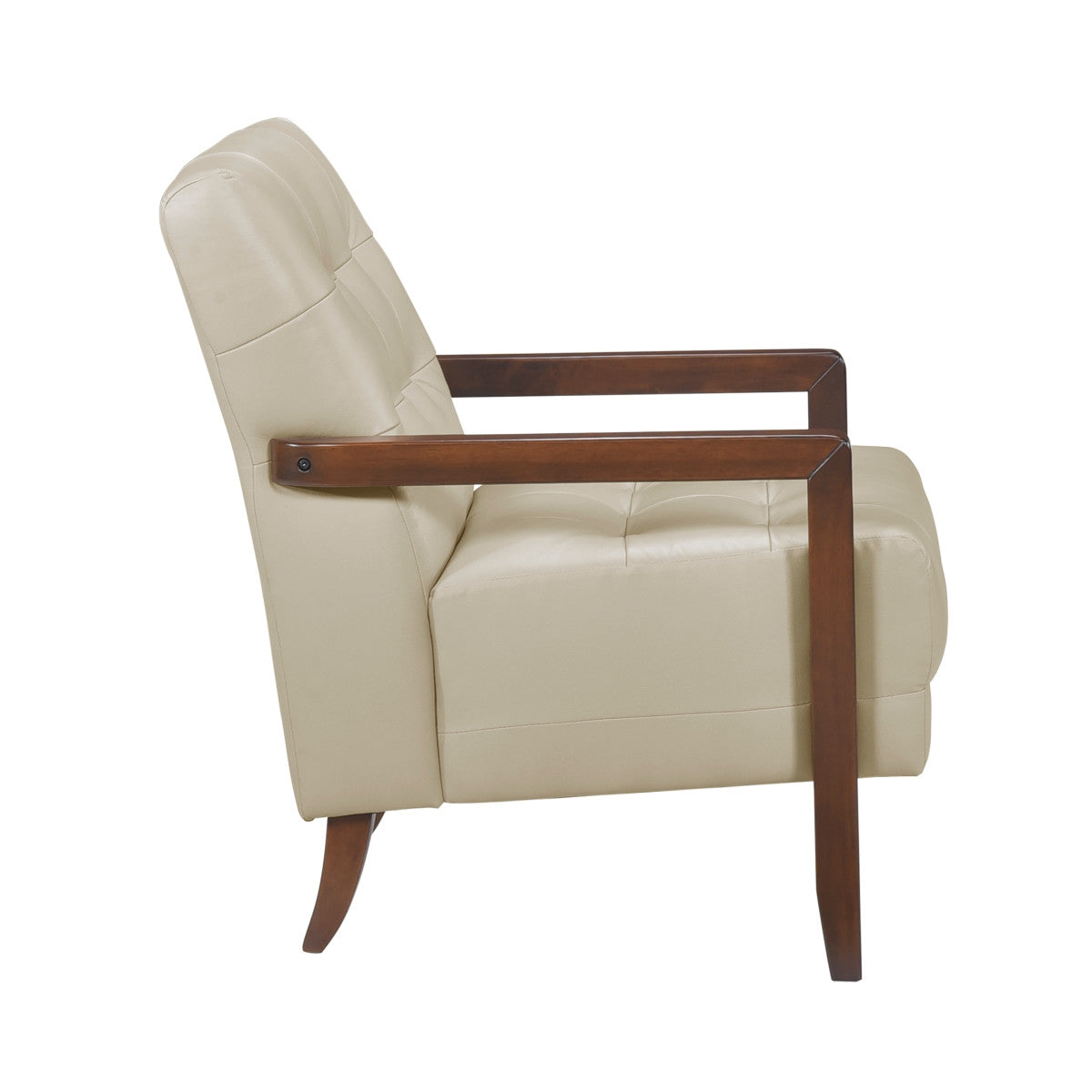 Archam Accent Chair - Modern Beige Upholstered Lounge Chair for Living Room, Bedroom & Office - Comfortable Reading Chair with Sturdy Wooden Legs