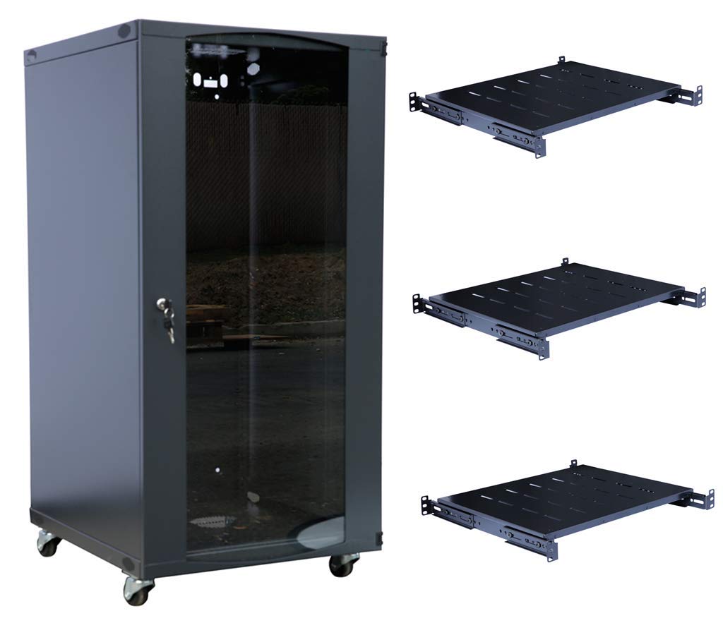 15U Wall Mount Server Rack Cabinet with Glass Door & Lock - 22.75