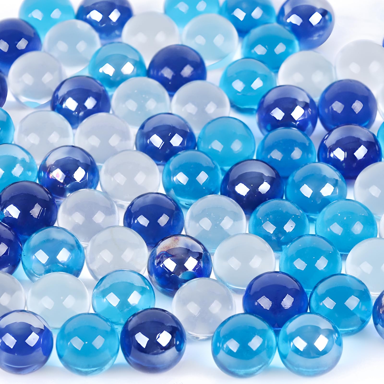 DomeStar 1LB Bulk Glass Marbles - 0.63 Inch Blue Vase Fillers, Ocean Theme Glass Beads for Home Decor | Perfect for Vase Centerpieces, Wedding Decorations & DIY Crafts
