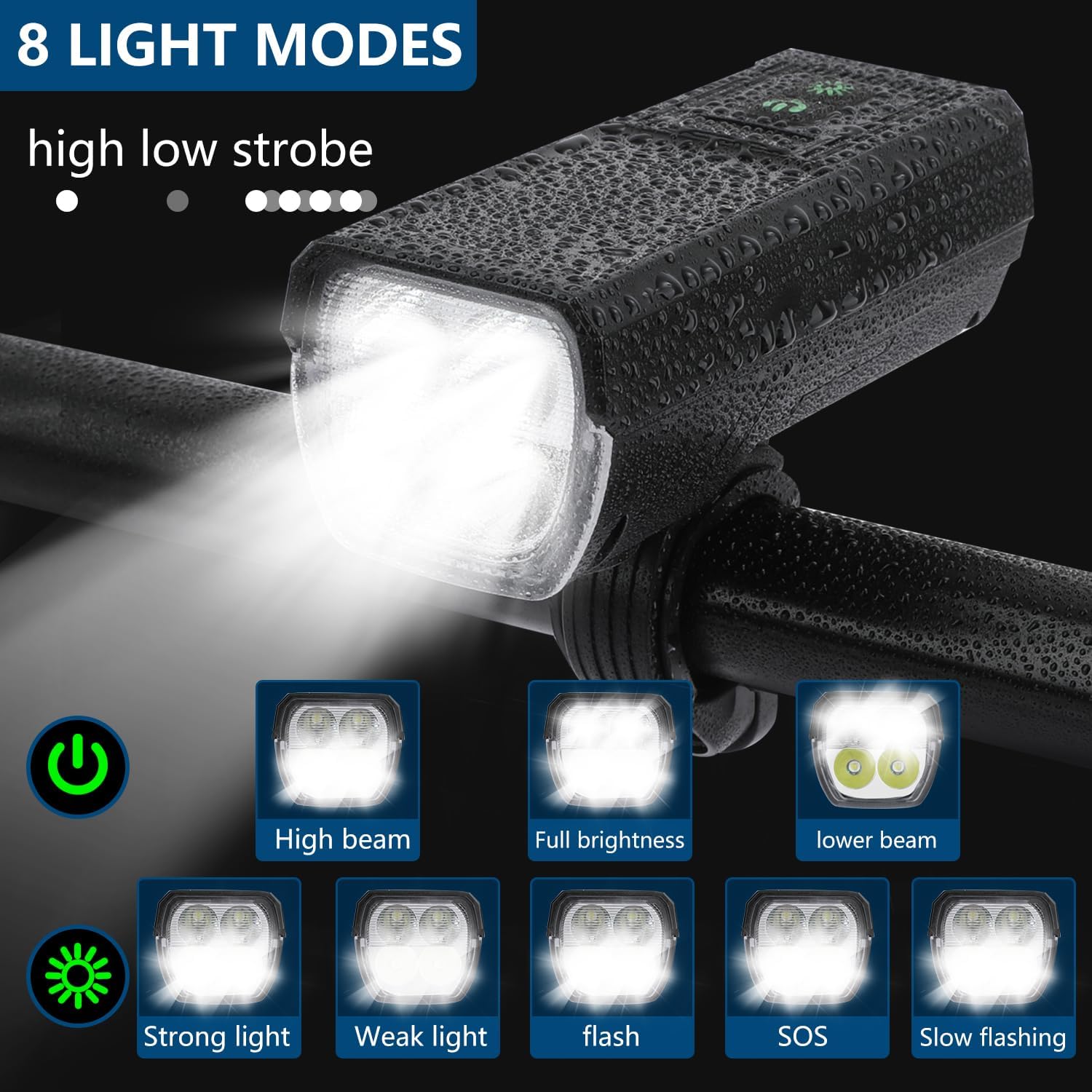 USB Solar Bike Light - 1000 Lumens Rechargeable LED Headlight with 4000mAH Battery, Waterproof Bicycle Front Light for Night Riding, Camping & Outdoor Adventures