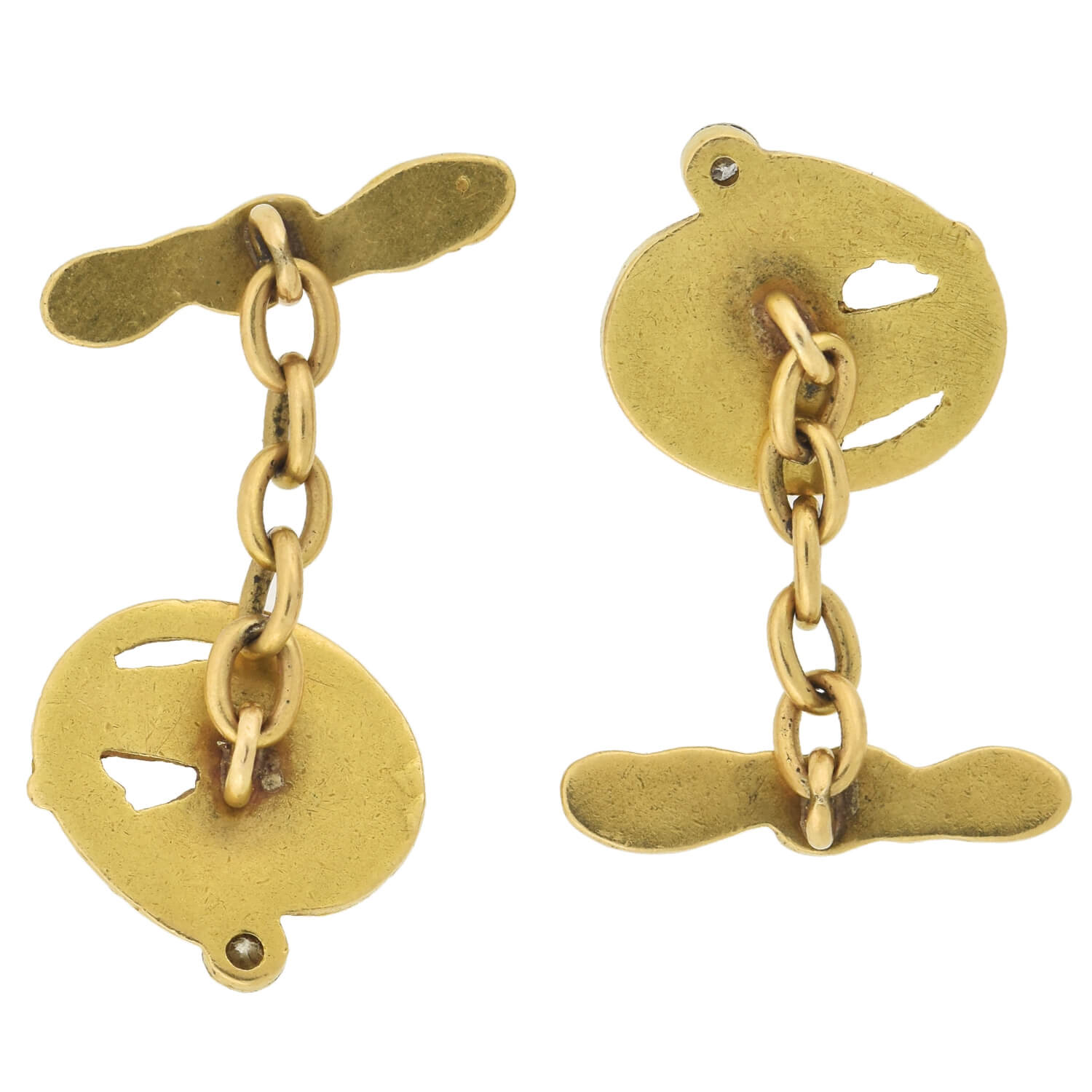 Elegant Edwardian 18kt Gold & Platinum Double Horse Diamond Cufflinks for Men - Perfect for Weddings, Business Meetings & Formal Events
