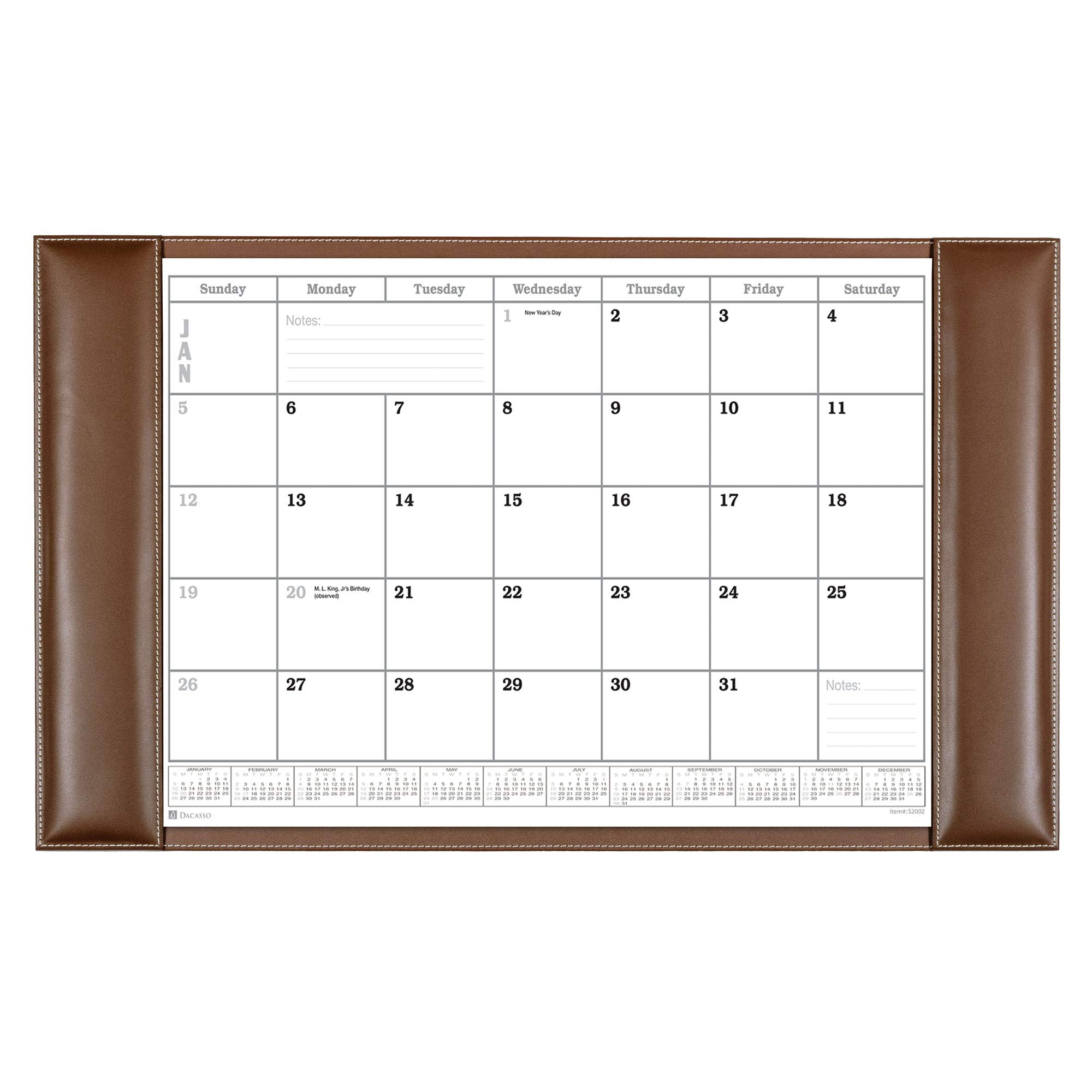 Dacasso Leather Desk Calendar Pad - 34 x 20 Inches, Rustic Brown Leather Planner for Office & Home - Perfect for Scheduling, Organizing & Productivity (Home Office, Executive Desk, Gift Idea)
