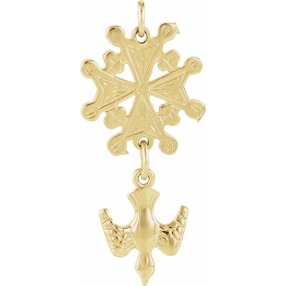 14K Yellow Gold Huguenot Cross Pendant Necklace for Women - Religious Jewelry Gift for Baptism, Confirmation & Faith-Based Occasions