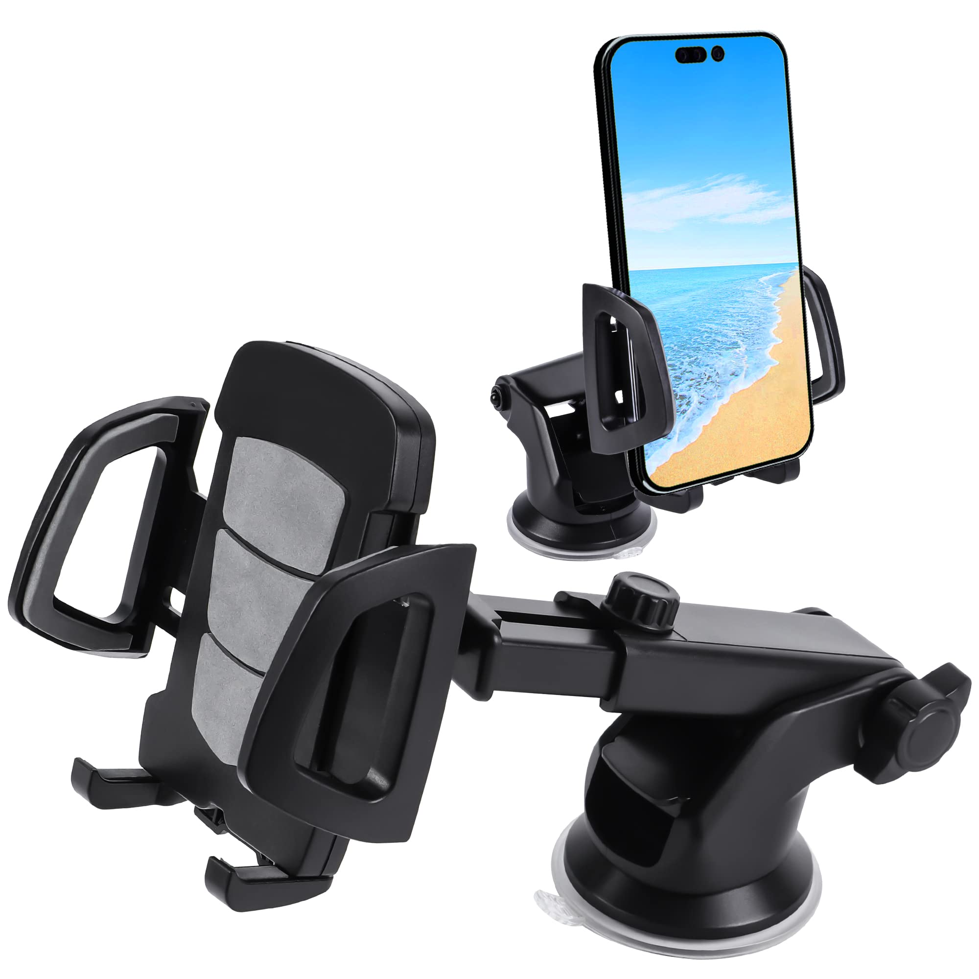 Universal Car Phone Mount - Dashboard & Windshield Phone Holder with Super Suction Cup for All Smartphones Up to 7