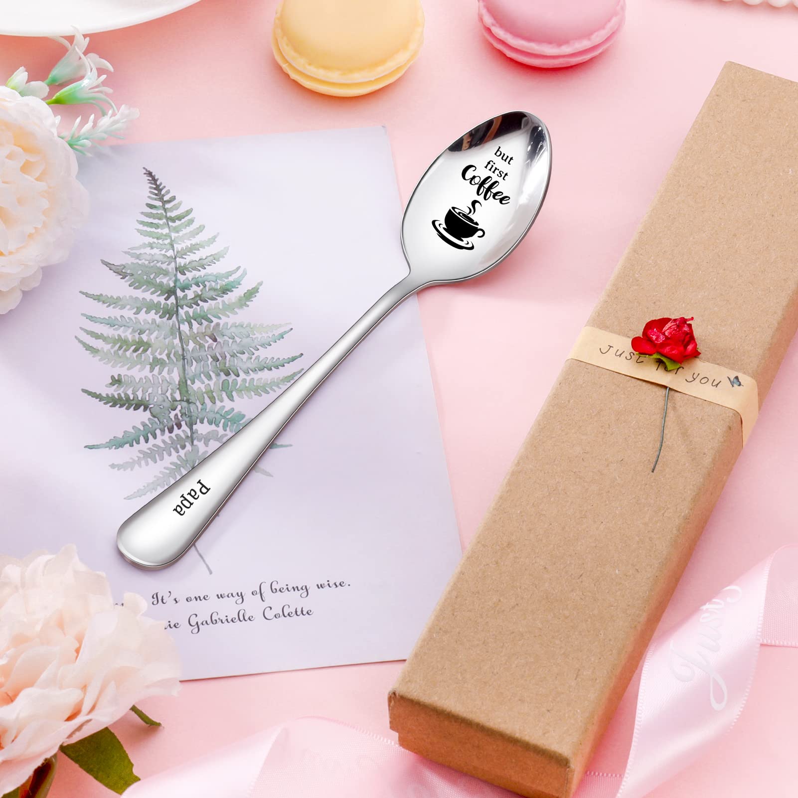 Personalized Coffee Spoons Set of 2 - Stainless Steel Engraved Name Espresso Spoons for Coffee Lovers - Unique Gift Idea for Home, Office or Cafe Use