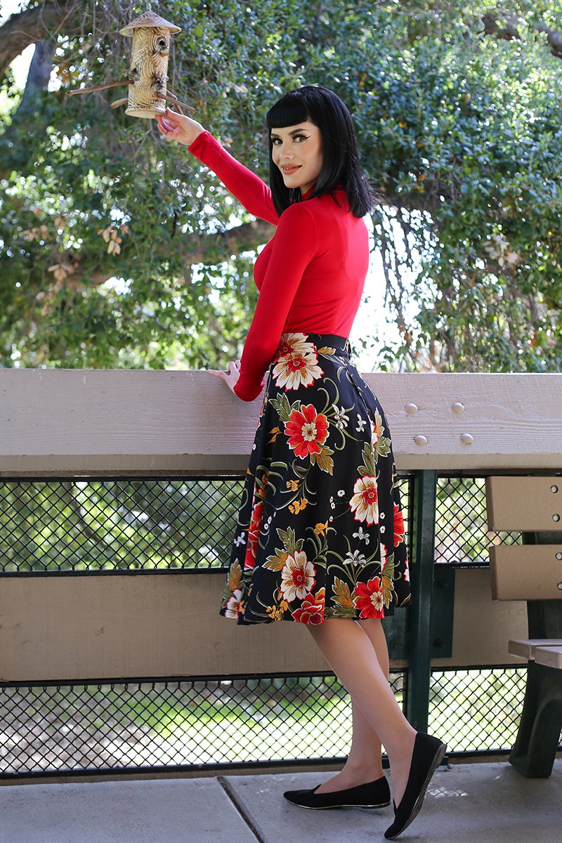 Charlotte Black Floral Skirt - Size 4X Plus Size Women's Fashion | Perfect for Casual Wear, Office Outfits & Special Occasions