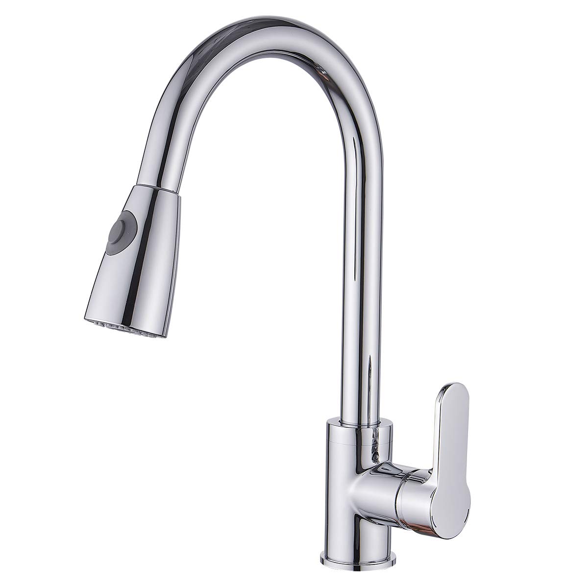 High-Quality Chrome Pull-Out Kitchen Faucet with Single Handle & Down Sprayer - Solid Brass Construction for Durability - Perfect for Modern Kitchen Sinks & Dishwashing