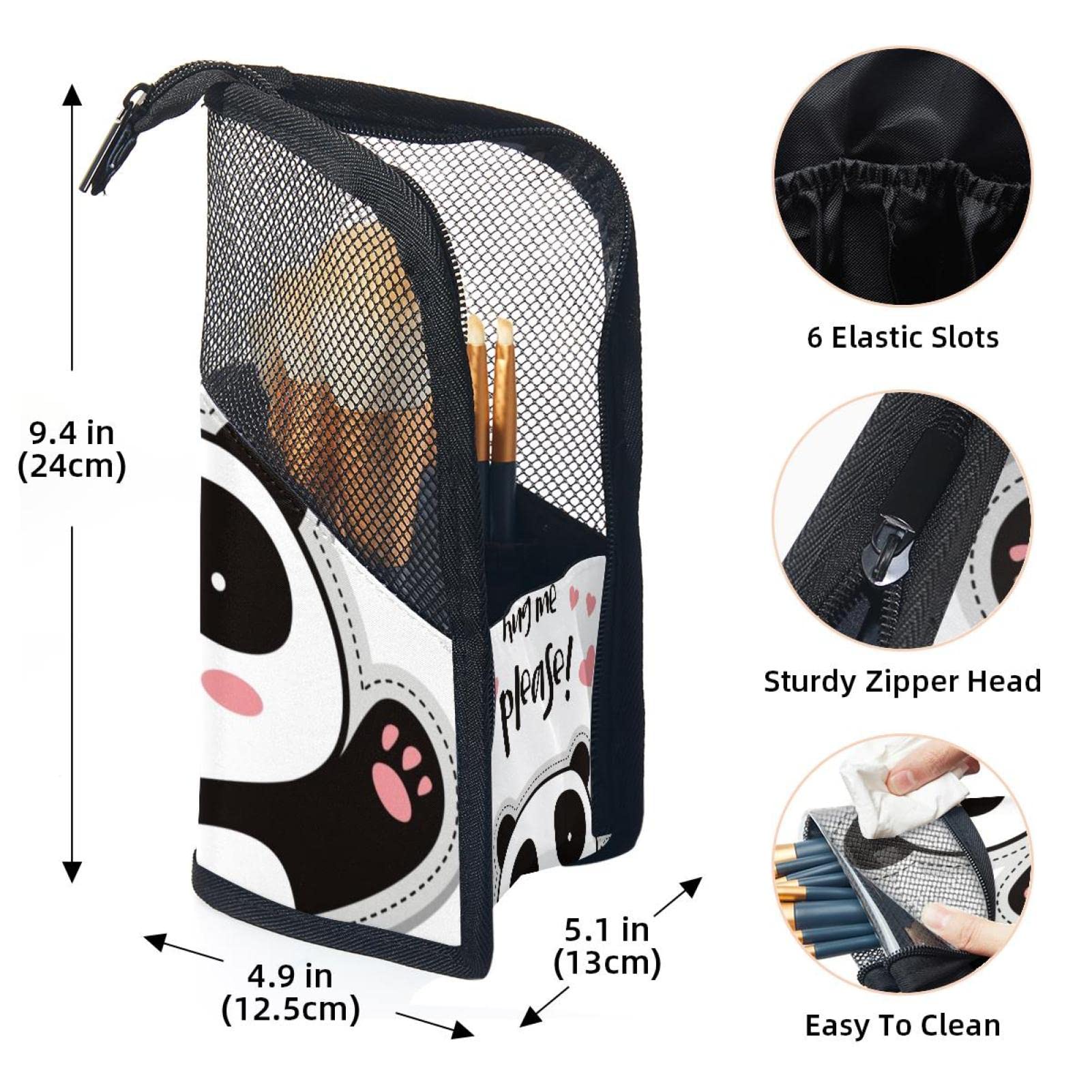 Portable Panda Bear Makeup Brush Organizer Bag with 12 Brush Holder - Perfect for Travel, Home Vanity & Professional Makeup Artist Kit
