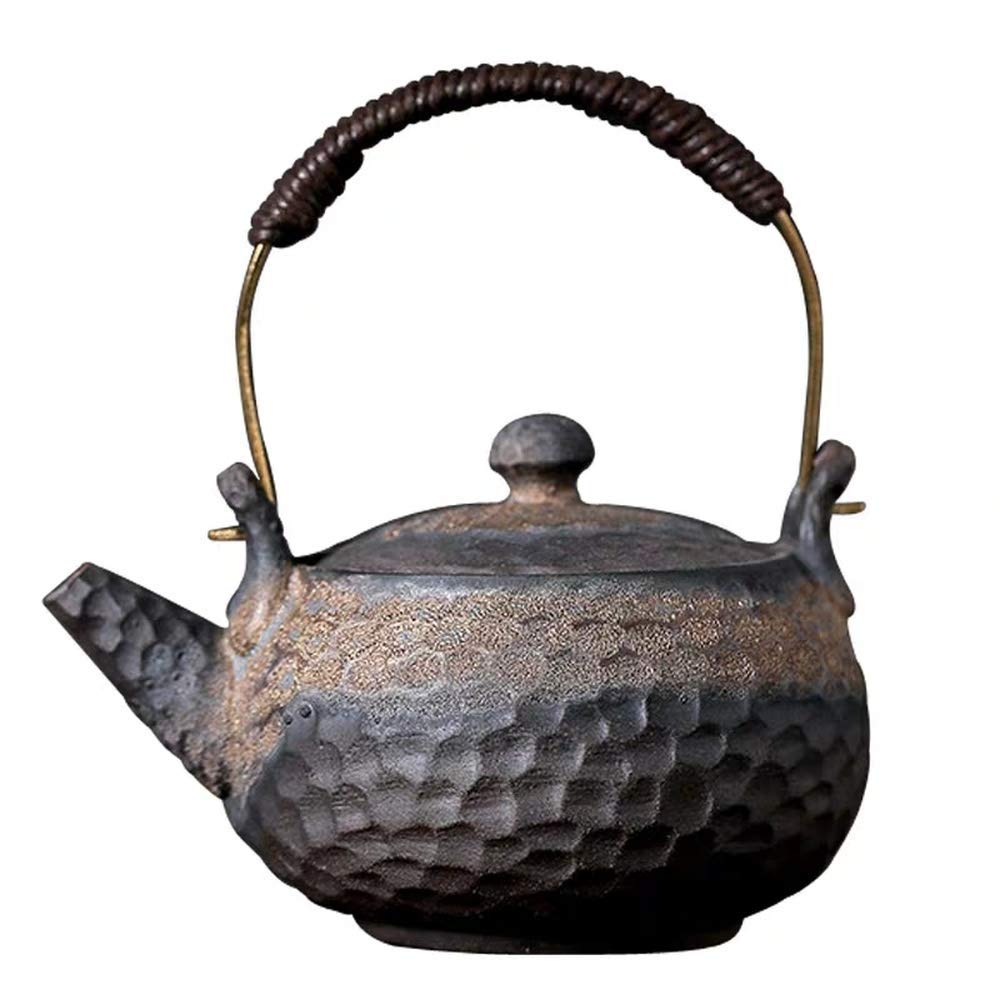 Handmade Retro Ceramic Teapot with Loop Handle - Traditional Chinese Tea Set for Brewing Loose Leaf Tea - Perfect for Afternoon Tea, Gifts, and Home Decor