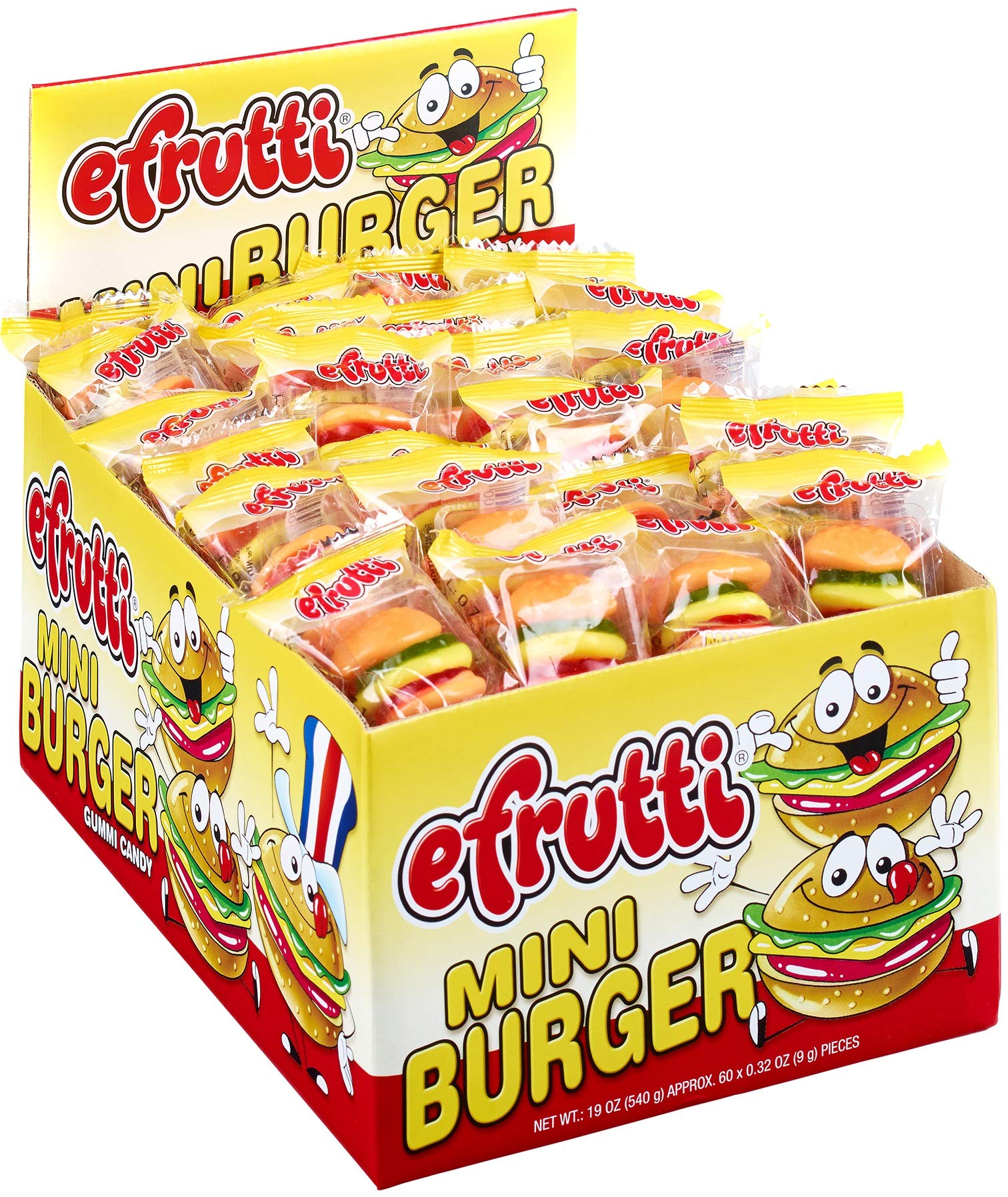 Efrutti Mini Burger Gummy Candy - 0.32oz (480 Count) Bulk Pack | Fun Party Favors, Halloween Treats & Office Snacks