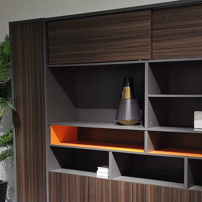 RADDIX 240cm Wooden Display Unit - Modern Brown Shelf for Retail Stores & Home Decor