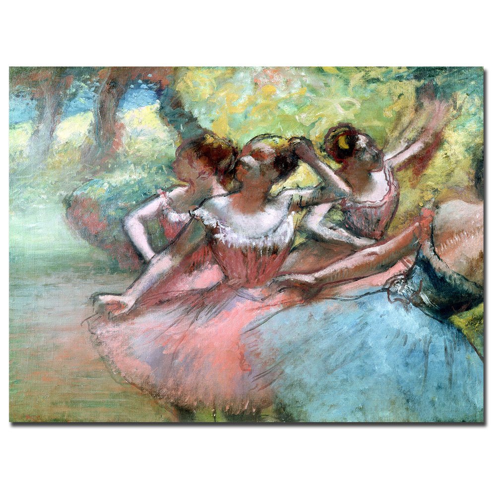 Edgar Degas Four Ballerinas on the Stage Canvas Art Print - Famous Impressionist Ballet Painting - Wall Decor for Living Room, Bedroom & Office