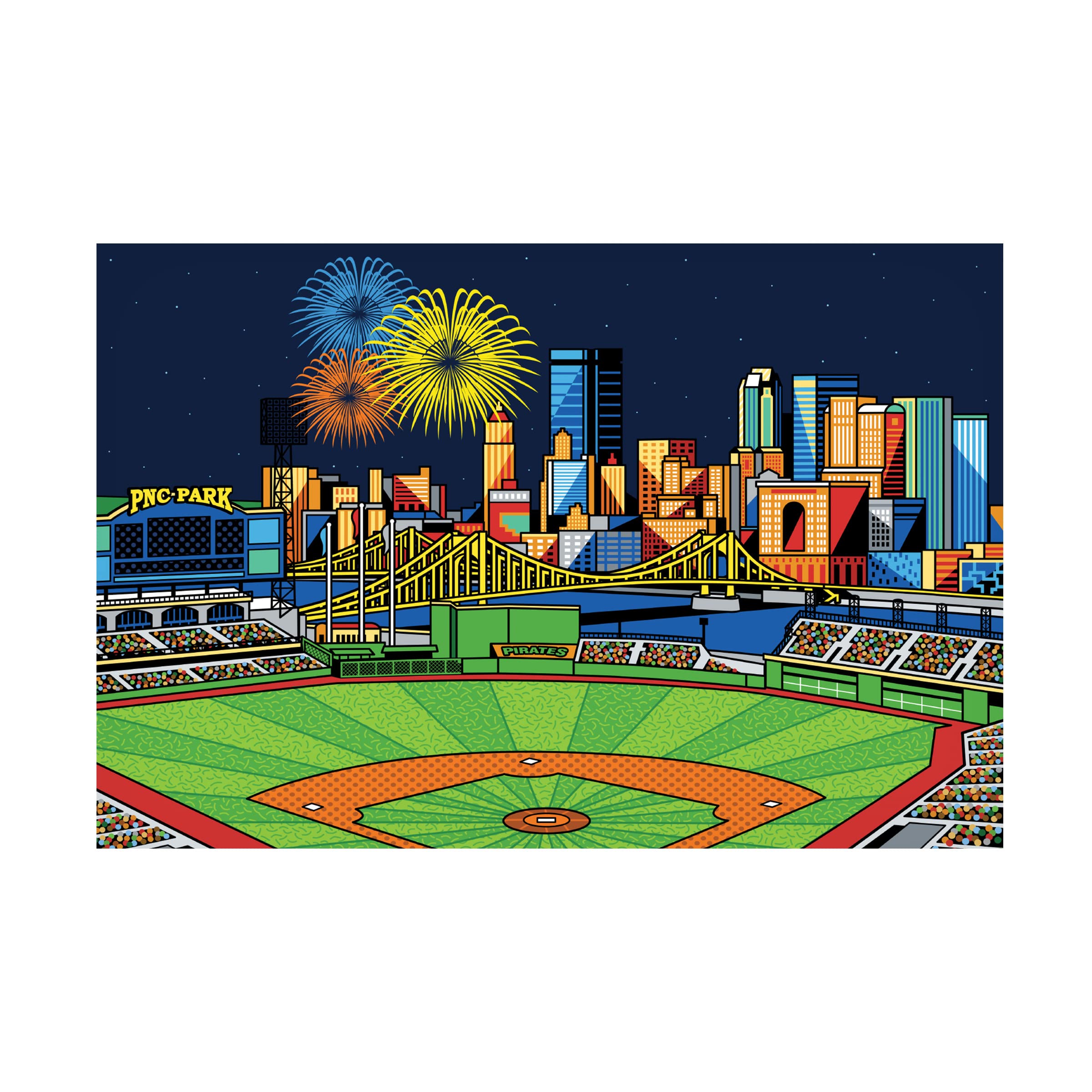 Trademark Fine Art 'PNC Park Fireworks Pittsburgh' Canvas Wall Art Print by Ron Magnes - Perfect for Home Decor, Office & Living Room Wall Art