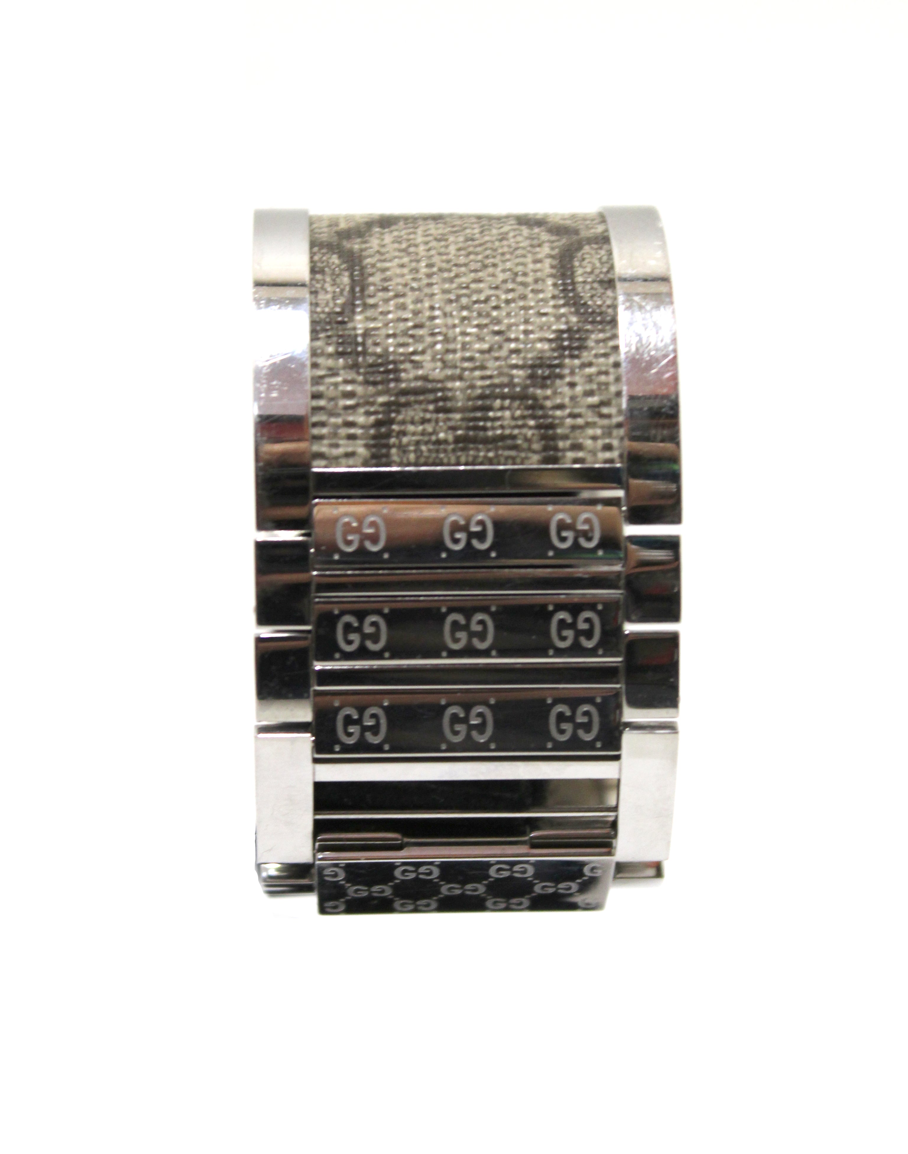 Authentic Gucci GG Canvas & Stainless Steel Swiss Watch for Men - Luxury Fashion Timepiece for Business, Parties & Everyday Wear