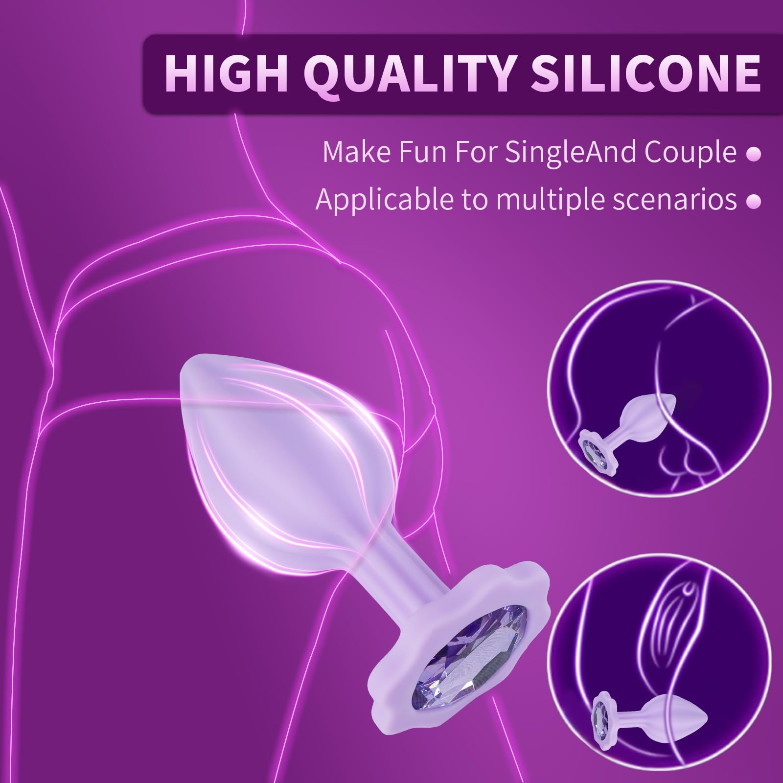 3Pcs Silicone Anal Trainer Kit - Beginner Butt Plug Set for Men & Women, Light Purple | Comfortable & Safe Anal Play for Couples & Solo Use | Perfect for Beginners & S&M Exploration