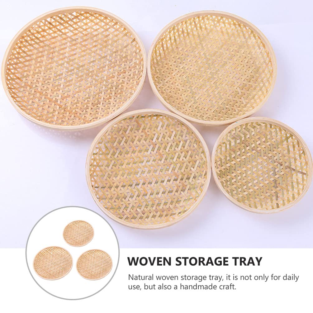Hemoton 3-Piece Bamboo Fruit Tray Set - Eco-Friendly Food Storage Container for Kitchen, Dining & Picnic - Perfect for Serving Snacks, Fruits, and Appetizers at Home or Outdoor Gatherings