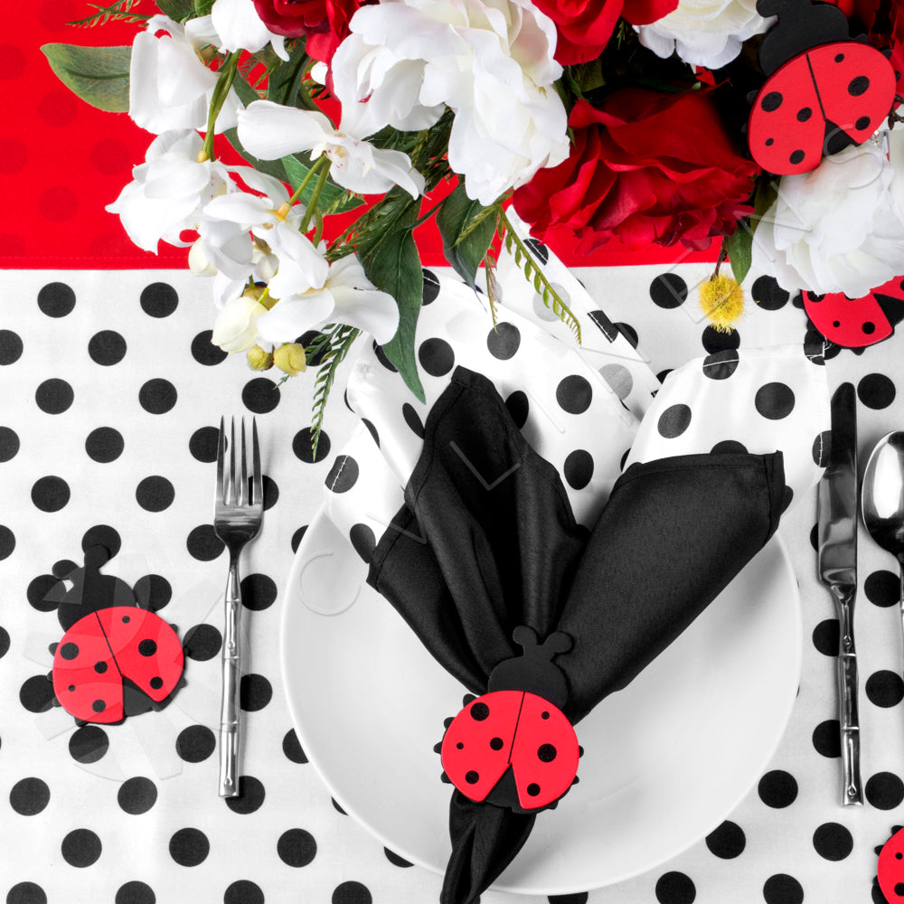 Black & White Polka Dot 20x20 Inch Satin Napkins - Elegant Dinner Party, Wedding, and Holiday Table Decor