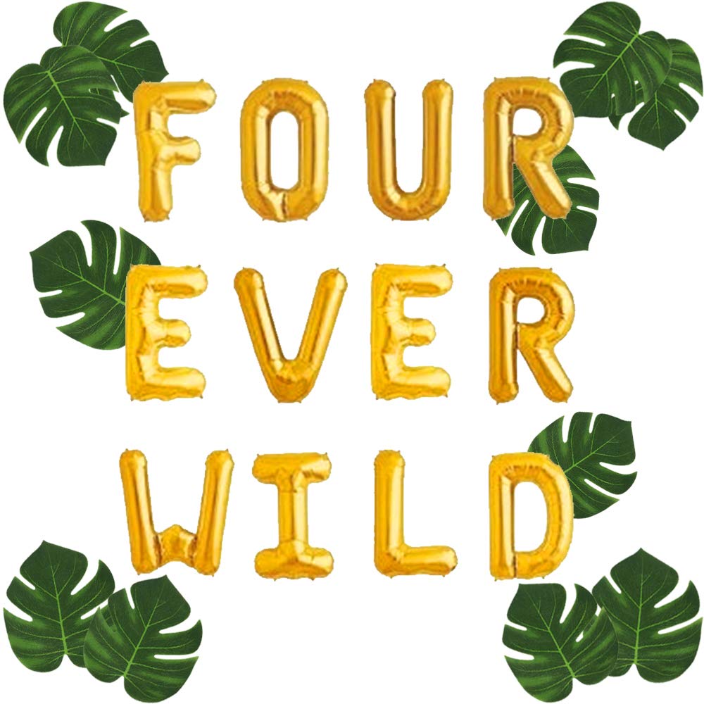 13 PCS JeVenis FOUR EVER WILD Balloons - Premium Birthday Party Decorations for 4th Birthday, Baby Shower & Special Events | Durable Latex Balloons for Indoor/Outdoor Celebrations