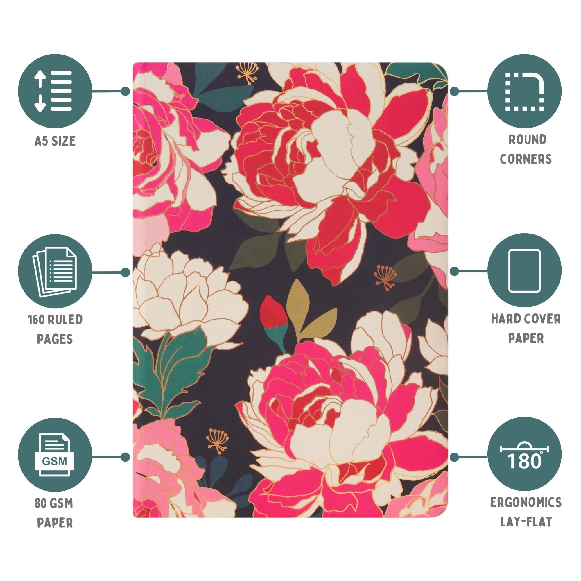DOODLE Hard Bound Soft Foam Padded Notebook - A5 Compact Size (8.25