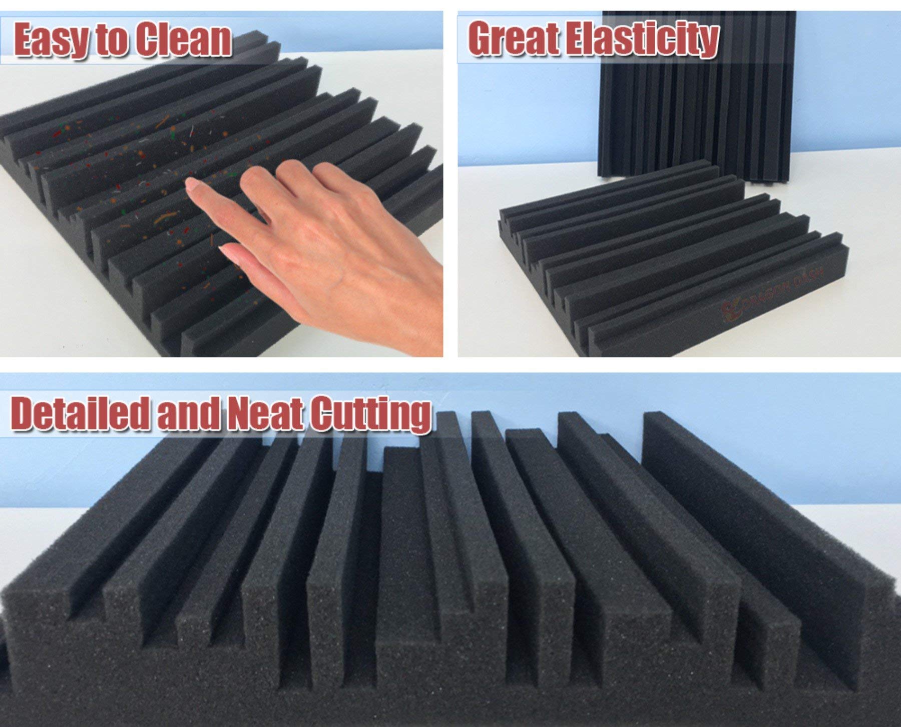 48 Pack Black Acoustic Foam Panels 11.8