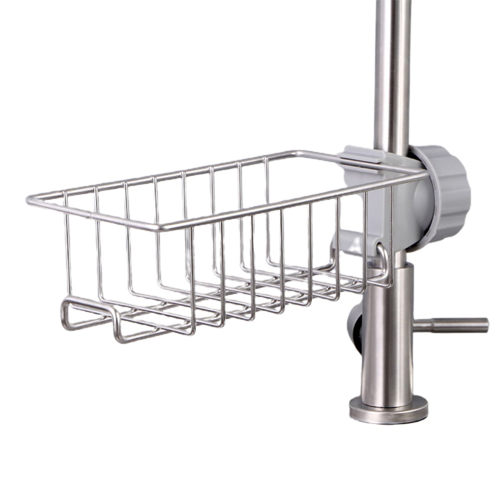 Stainless Steel Kitchen Faucet Sponge Holder & Soap Dish Organizer - Hanging Sink Caddy for Sponges, Scrubbers & Dishcloths - Perfect for Bathroom & Kitchen Storage Accessories - Ideal for Small Space Organization & Clutter-Free Sinks
