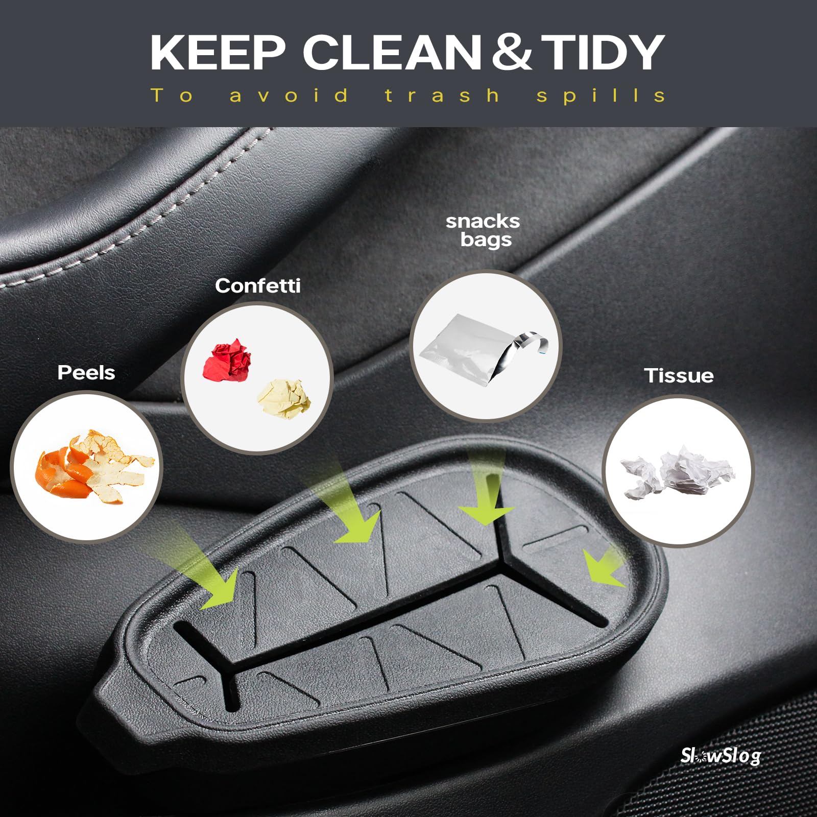 Premium Tesla Model 3 Trash Can (2017-2023) - Leakproof Car Garbage Bin with Lid, Fits Driver Side Door - Perfect Tesla Accessories for Road Trips & Daily Commute [Not Compatible with Model 3 Highland 2024]