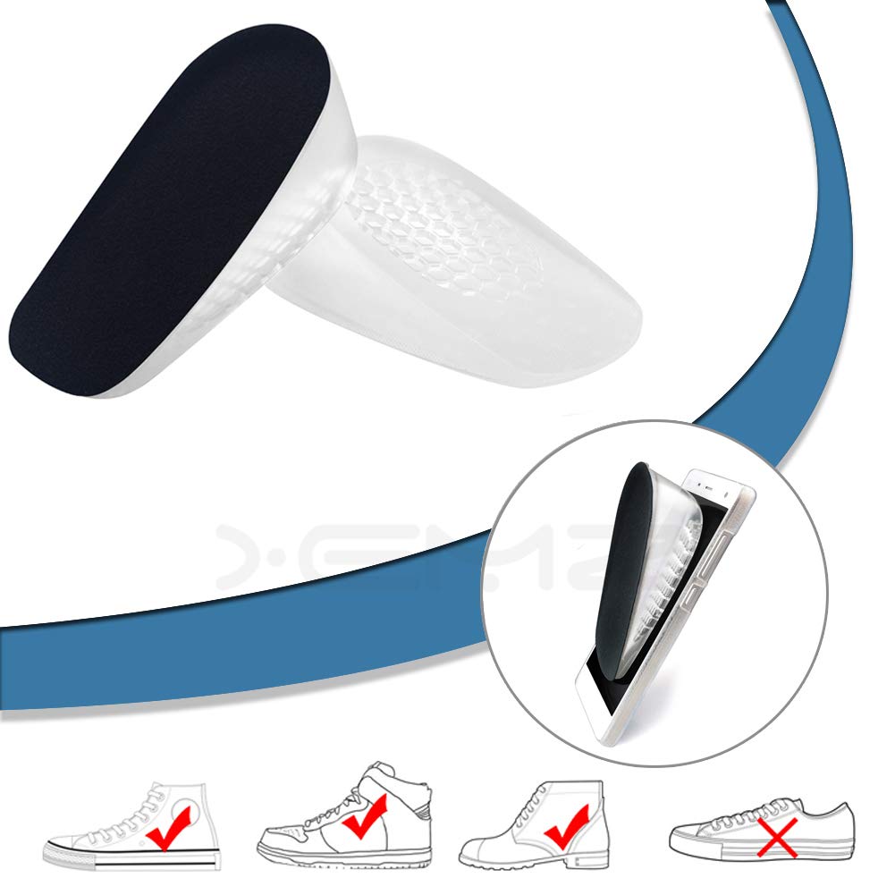 Gel Shoe Insoles for Heel Pain Relief – Medical Silicone Heel Lift Pads & Height Increase Cushions – Shock Absorbing Heel Cups for Women – Supports Bone Spurs & Sore Heels (0.59