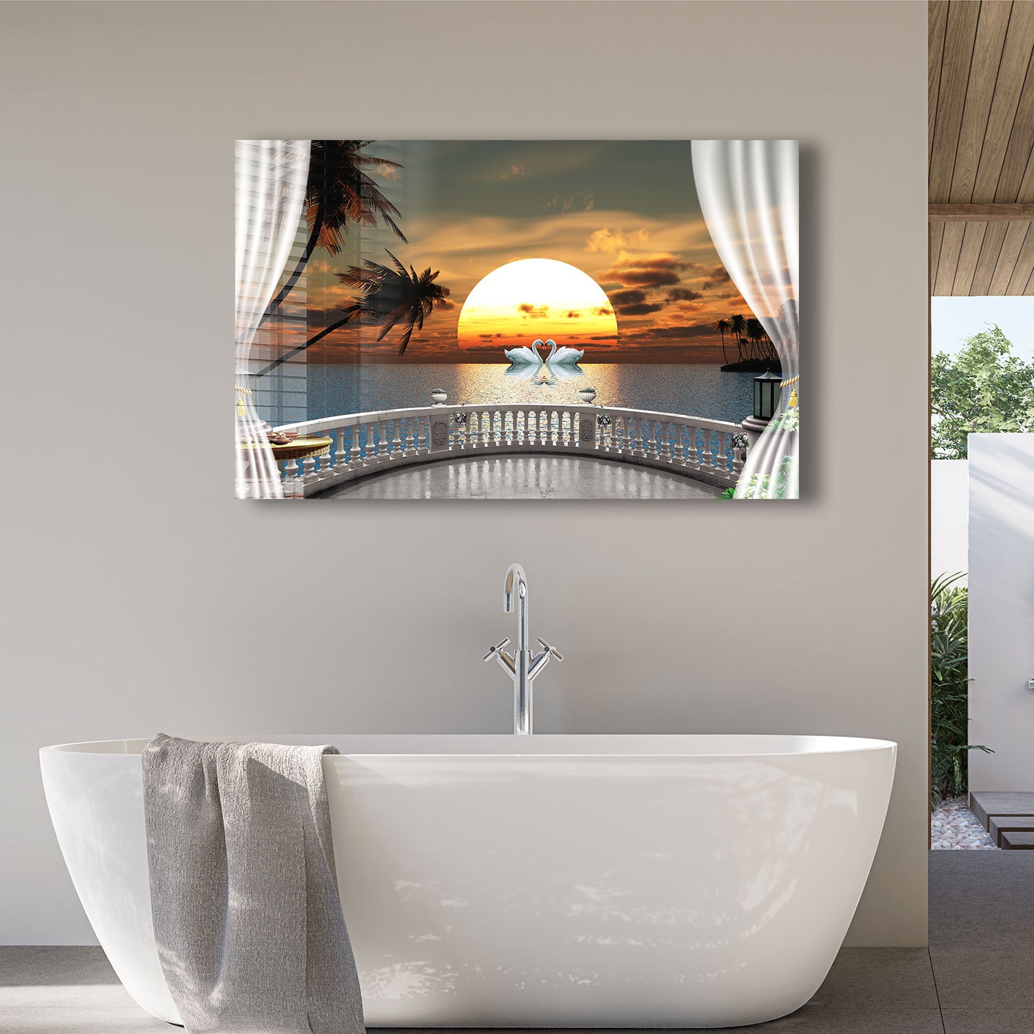 Sunset in Balcony - Premium Wall Art Canvas Print for Home & Office Decor - Perfect for Living Room, Bedroom or Gift