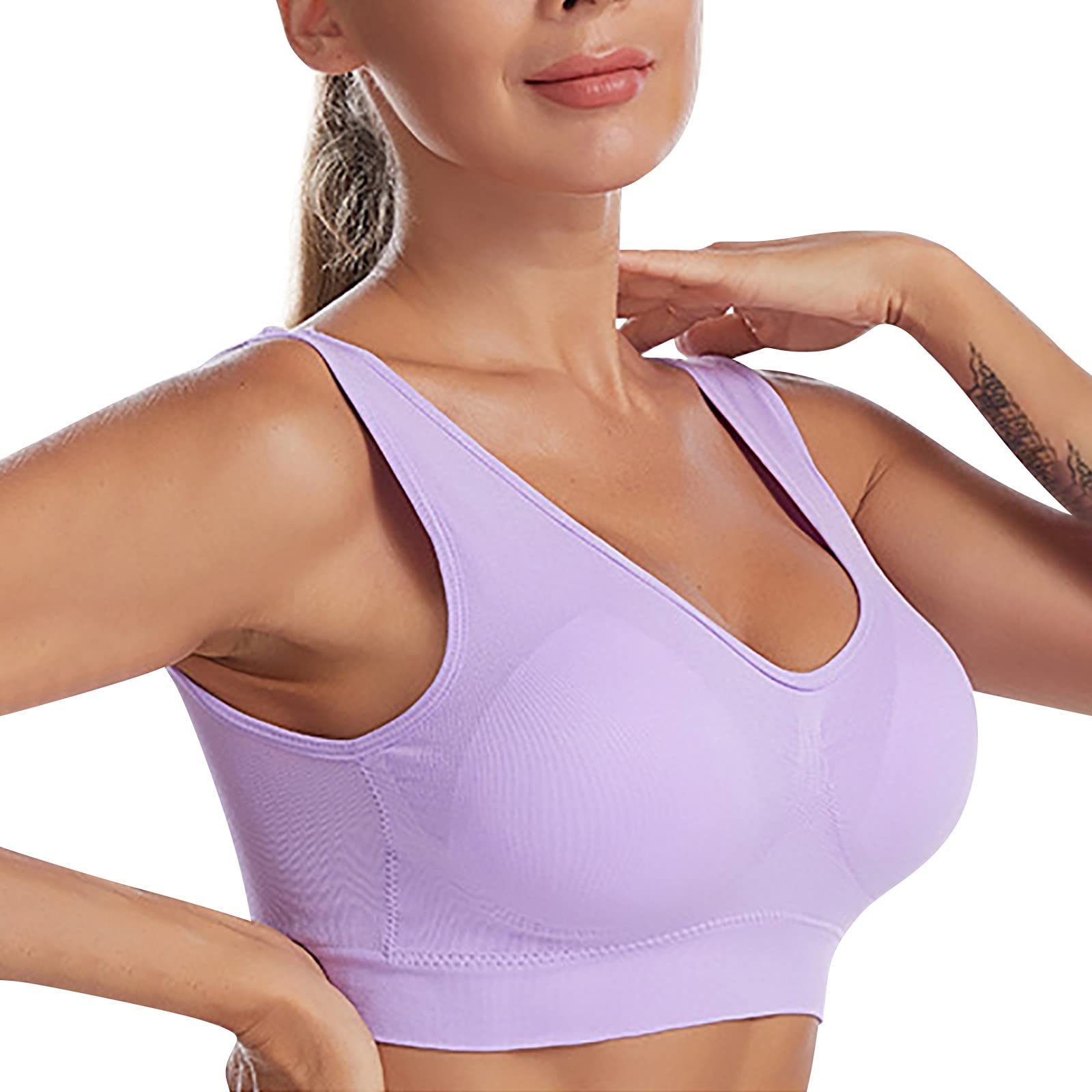 Wire-Free Women's Sports Bra - Comfortable Plus Size Workout & Sleep Bra for Yoga, Running, Gym & Lounge