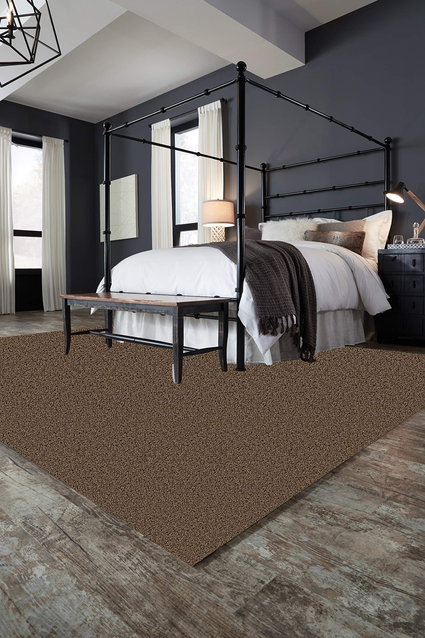 KOECKRITZ 25 oz Ultra Soft Dark Latte Brown Area Rug - 8'x8' Plush Shag Carpet for Living Room, Bedroom & Nursery - Premium Cozy Home Decor for Family Comfort