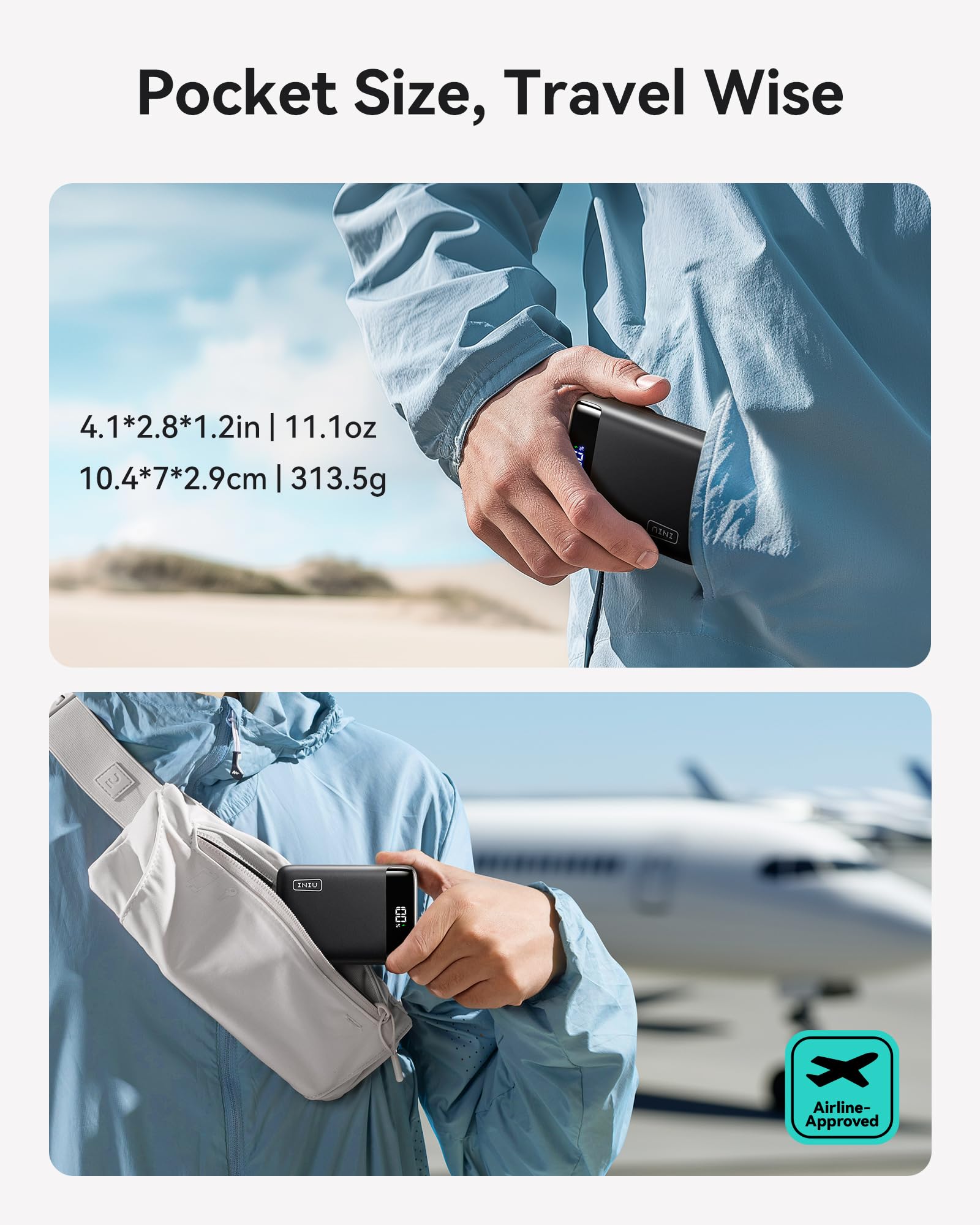 INIU 20000mAh Portable Charger - 22.5W Fast Charging Power Bank with USB C PD 3.0 & QC 4.0 - Compact & Lightweight External Battery Pack for iPhone 16/15/14/13/12 Pro, Samsung Galaxy S21, Google Pixel & Tablets - Perfect for Travel, Camping & Emergency Power Backup