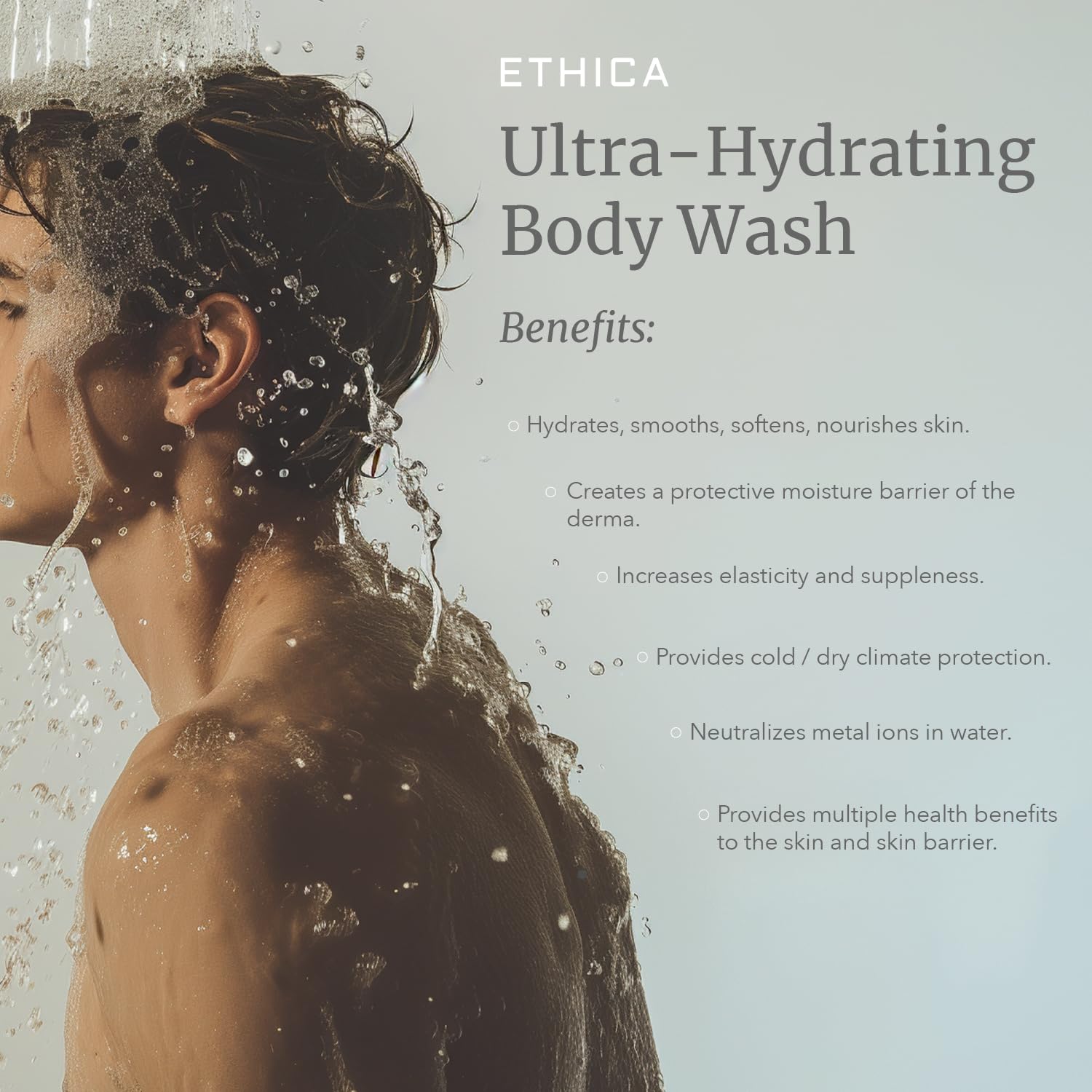 Ethica Ultra-Hydrating Body Wash for Dry Skin - 10.14oz/300ml Moisturizing Shower Gel with Natural Oils | Perfect for Daily Hydration & Sensitive Skin Care