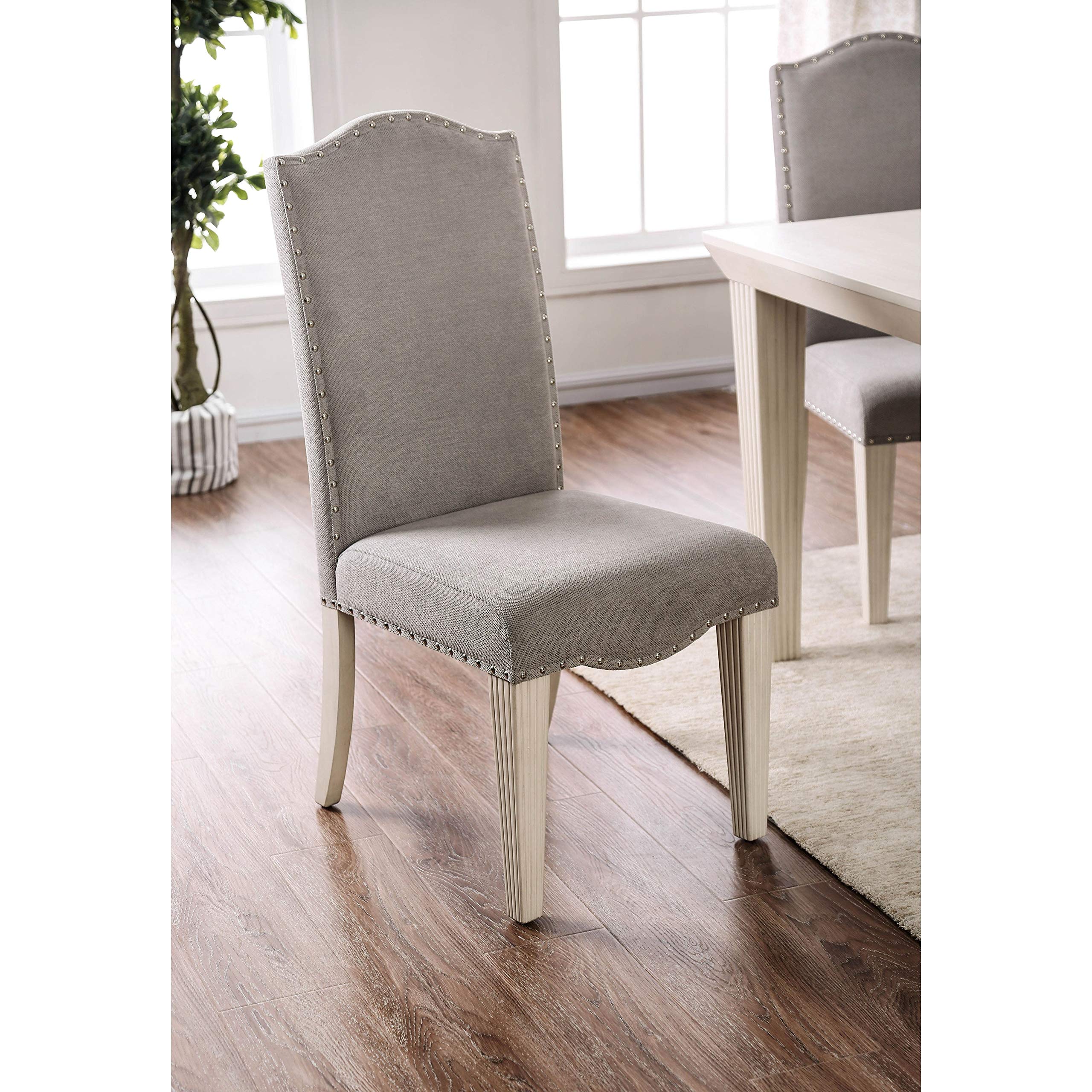Furniture of America Sope Modern White Dining Chairs Set of 2 - Contemporary Kitchen & Dining Room Seating for Home & Office