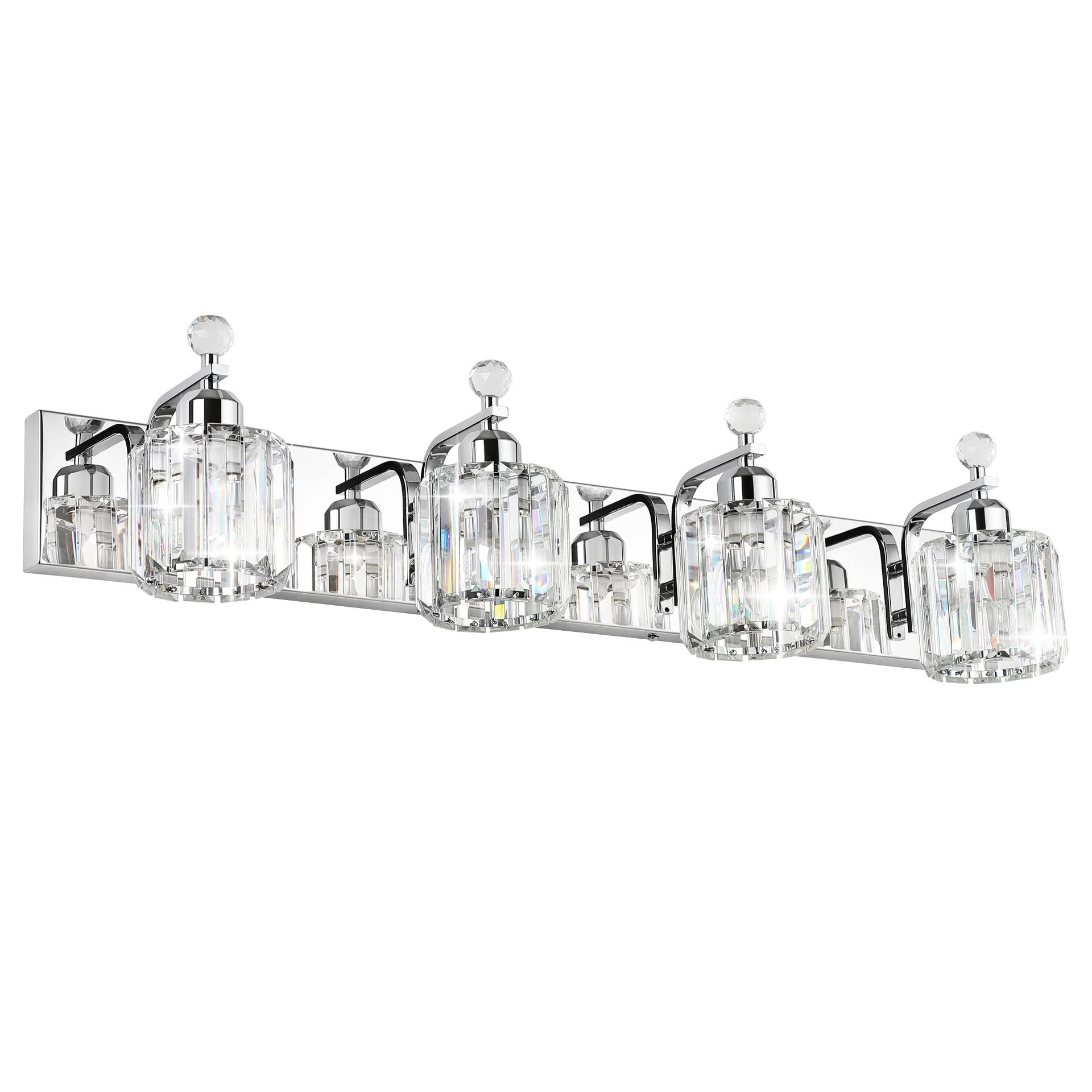 Aipsun Chrome 4-Light Crystal Bathroom Vanity Mirror Lighting Fixture - Perfect for Modern Bathrooms